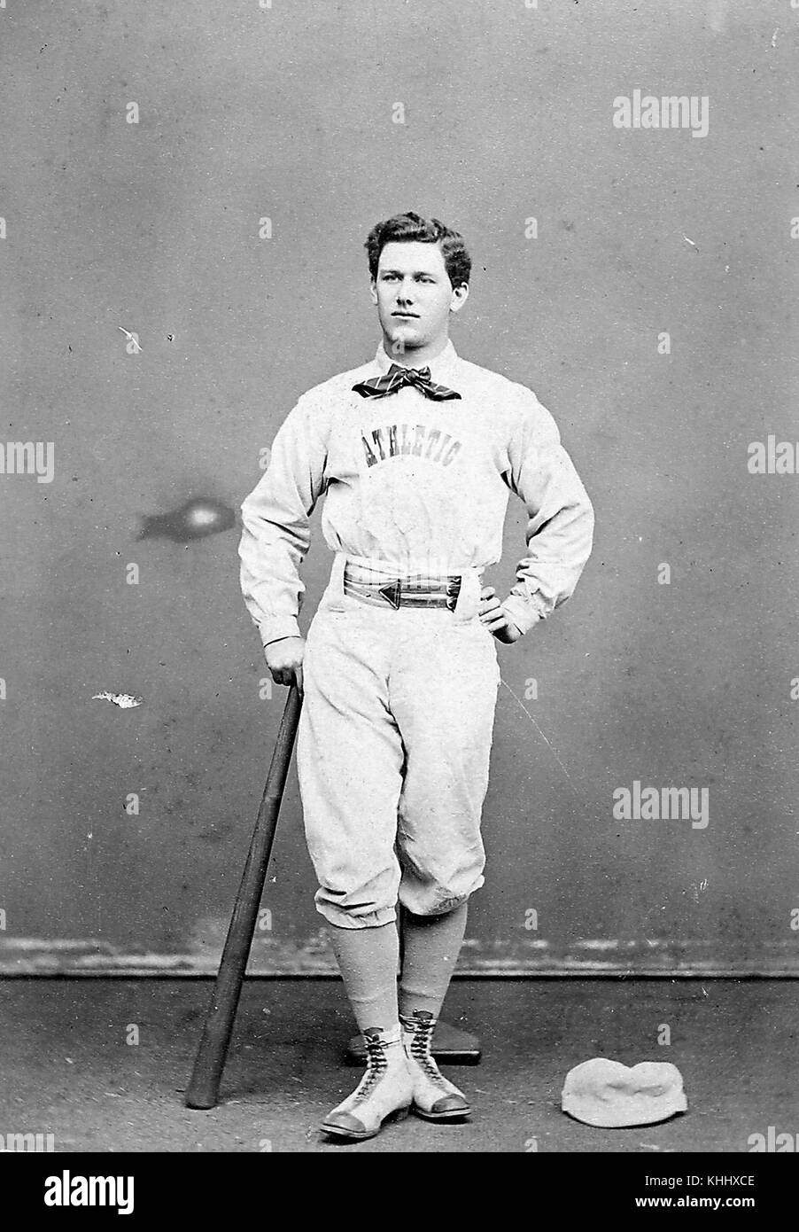 Portrait of Tim Murnane, extra first baseman for the Philadelphia Athletics, and sportswriter specializing in baseball, regarded as the leading baseball writer at The Boston Globe for about thirty years, photograph by Suppards, 1874. From the New York Public Library. Stock Photo