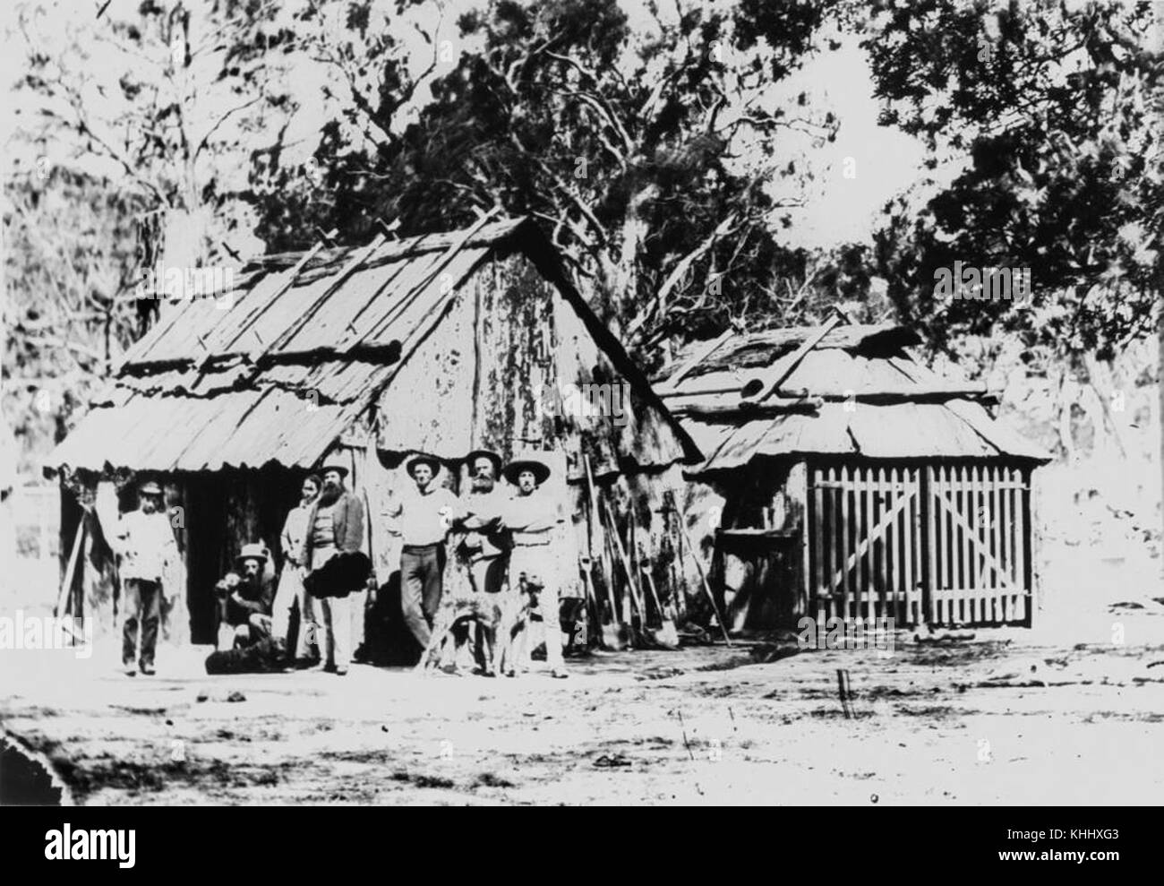 2 178715 Tin Miners And Their Huts At Stanthorpe, 1872 Stock Photo - Alamy