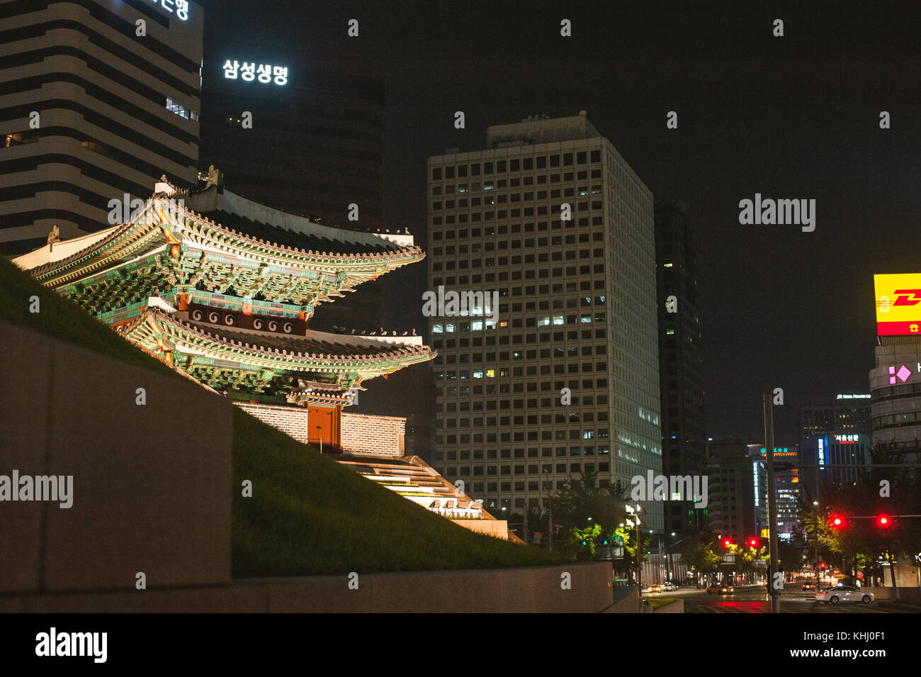 Namdaemun Gate at night in Seoul South Korea Stock Photo