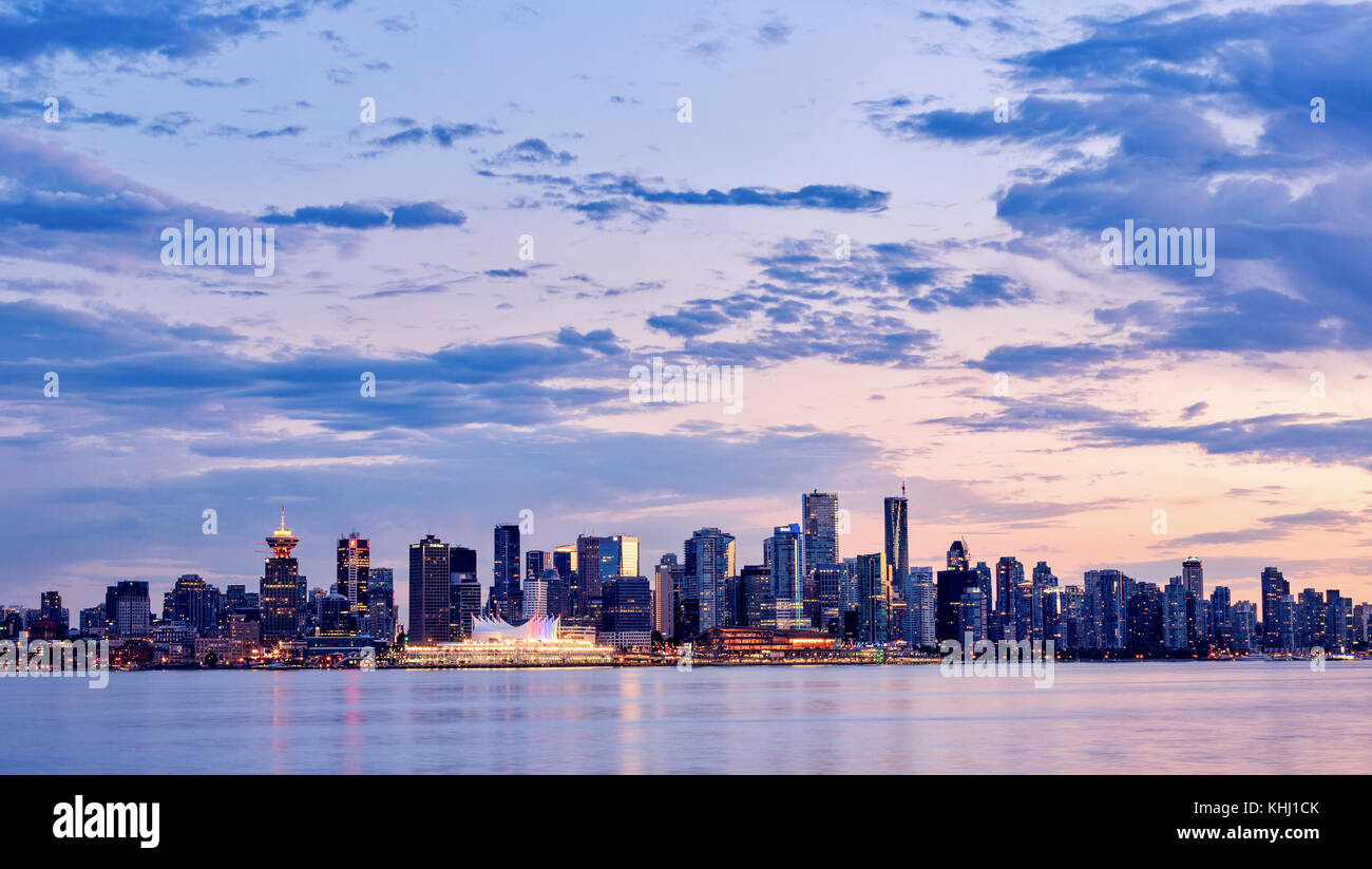Vancouver downtown at sunset, BC, Canada Stock Photo