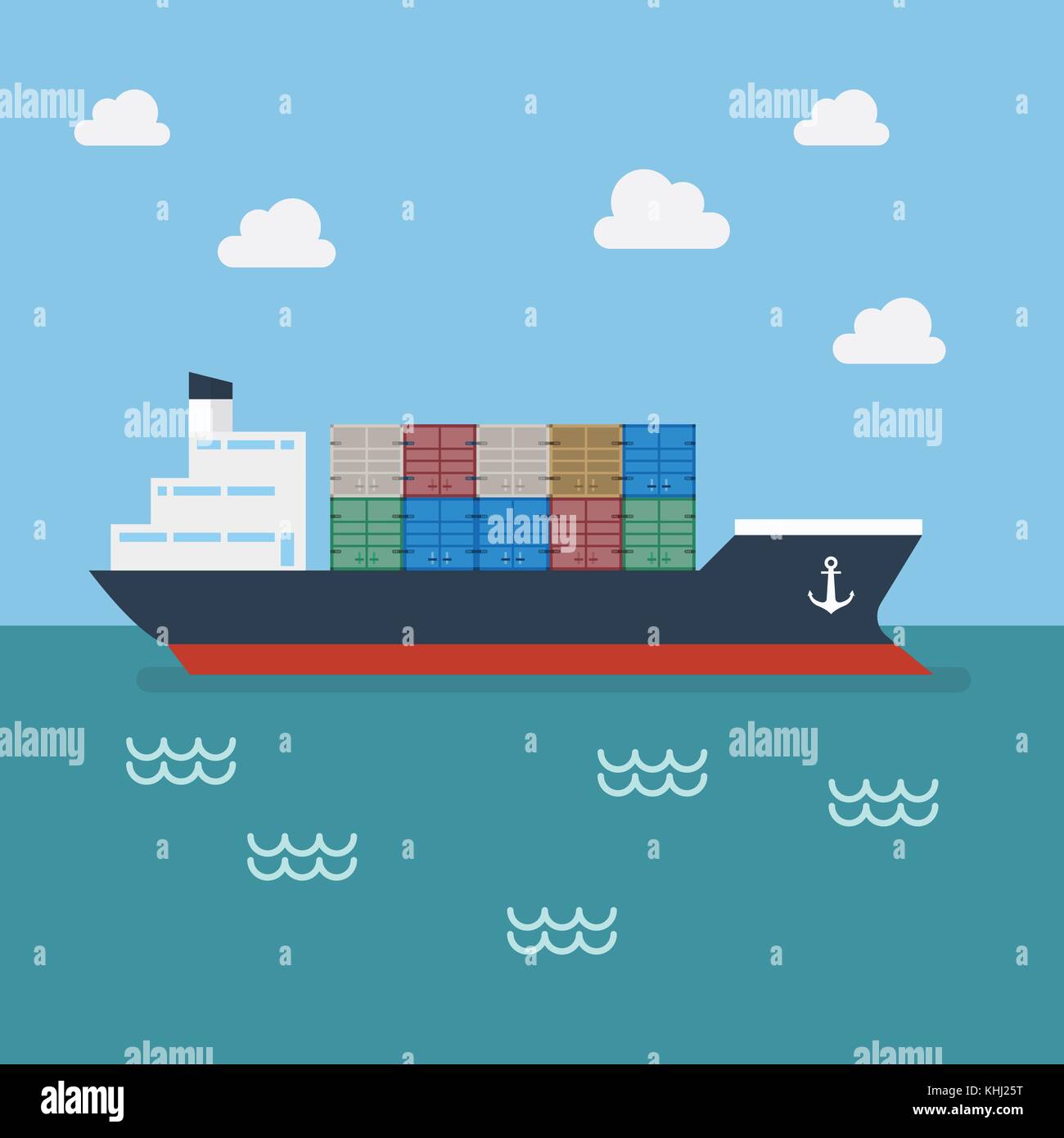 Cargo shipping with containers. Vector Illustration Stock Vector