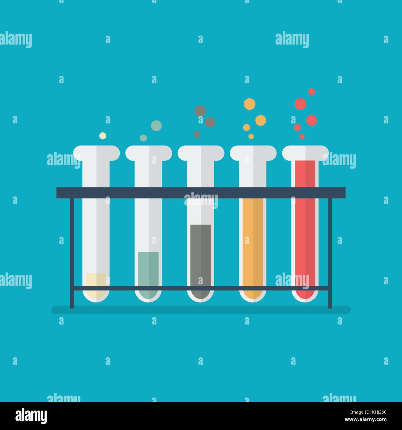 Chemical laboratory equipment test tubes. Vector Illustration Stock