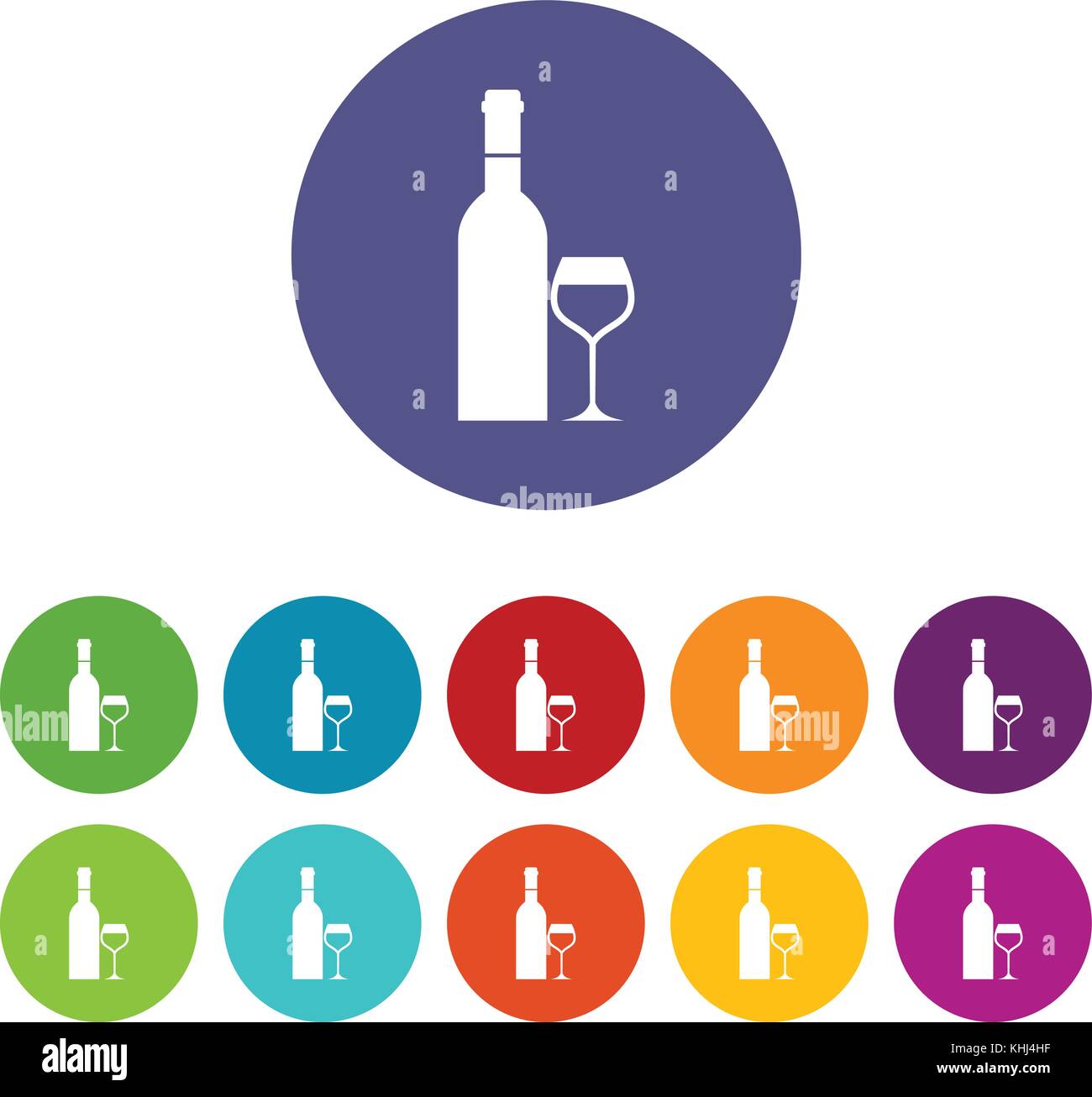 Glass and bottle of wine set icons Stock Vector Image & Art - Alamy