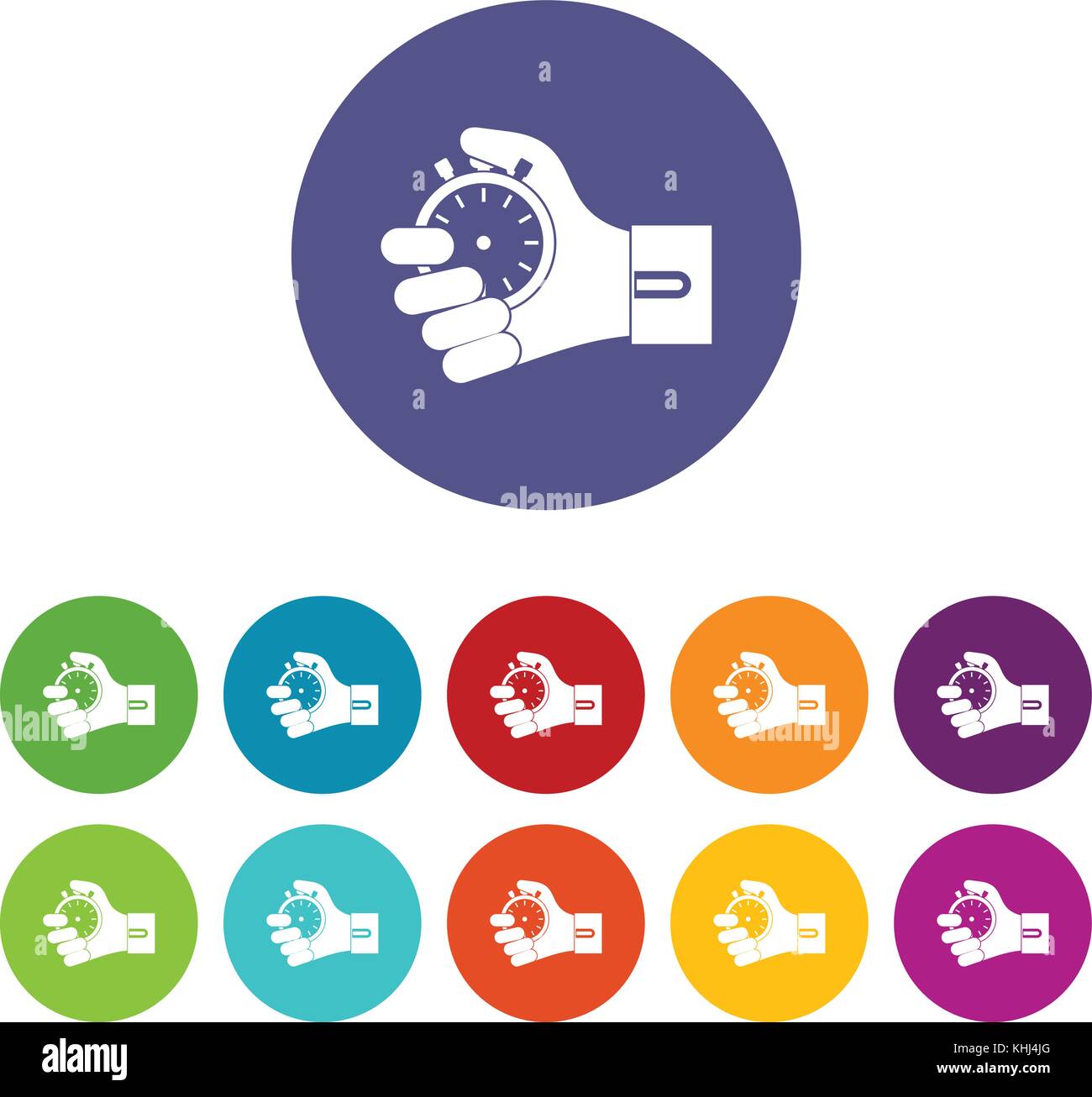 Hand holding stopwatch set icons Stock Vector Image & Art - Alamy