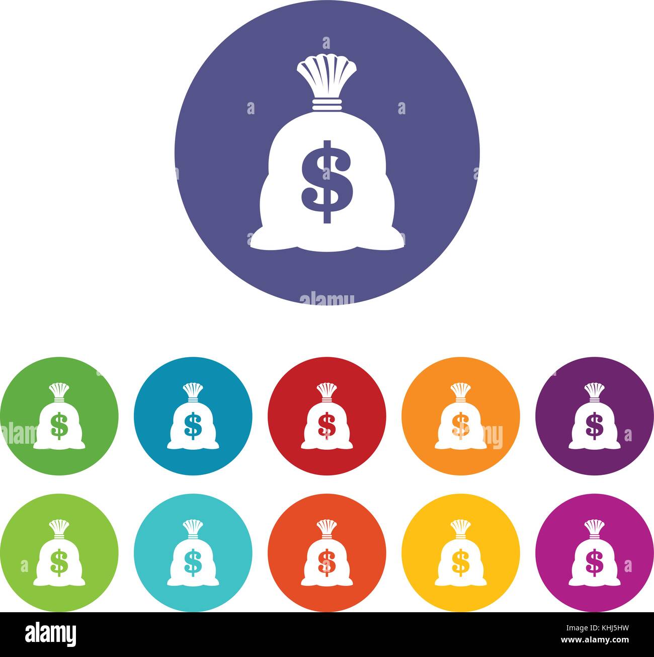 Money bag with US dollar sign set icons Stock Vector Image & Art - Alamy