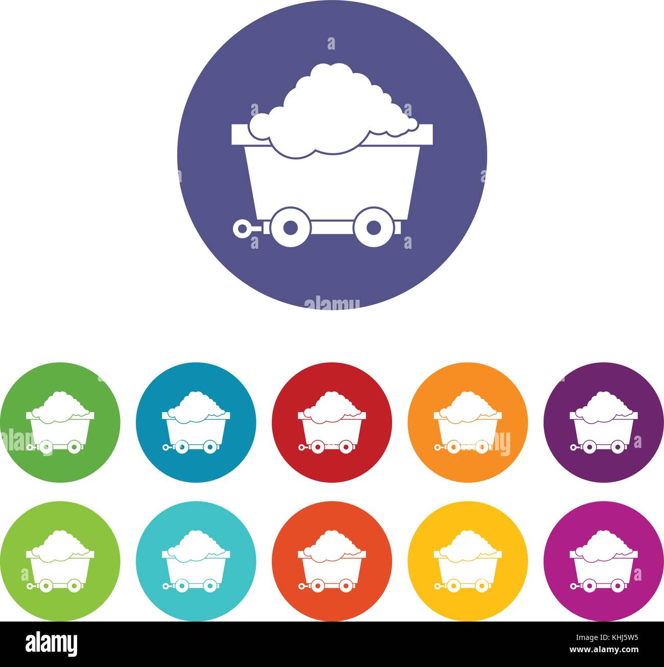 Cart on wheels with coal set icons Stock Vector Image & Art - Alamy