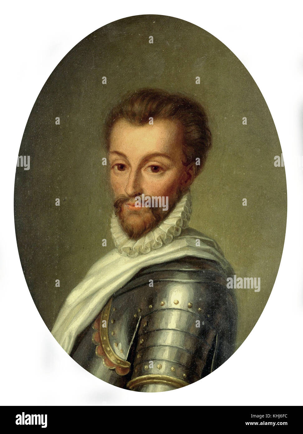 French school  -  Portrait of Henry 1st of Bourbon Prince of Condé  16th century Stock Photo