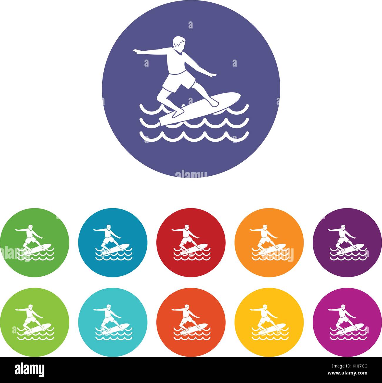 Surfer set icons Stock Vector Image & Art - Alamy