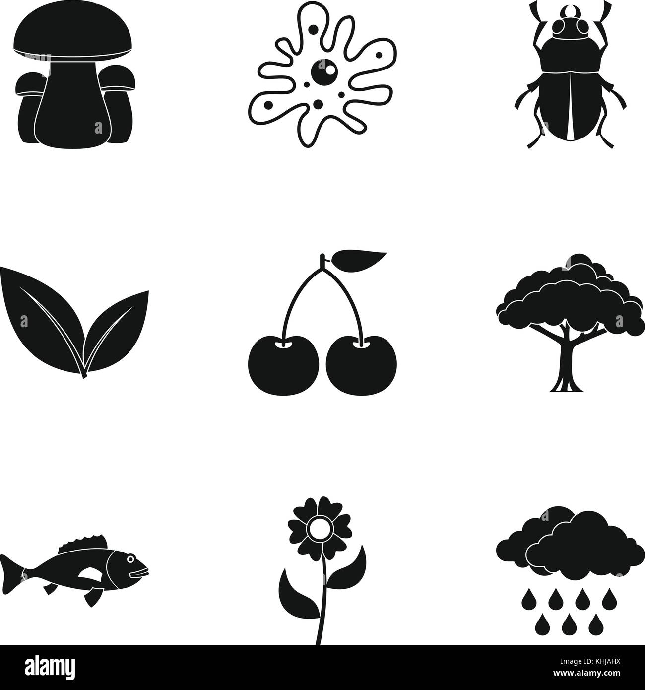 Environment icons set, simple style Stock Vector