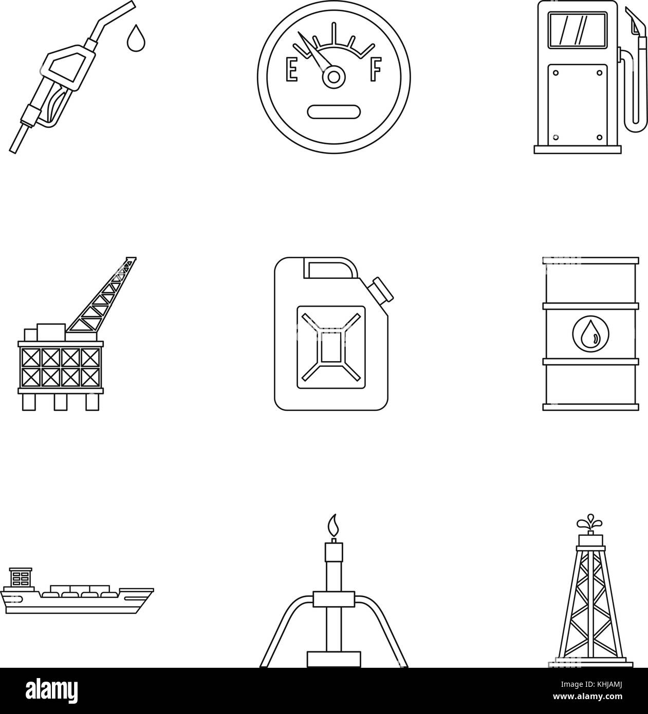 Gasoline icons set, outline style Stock Vector Image & Art - Alamy