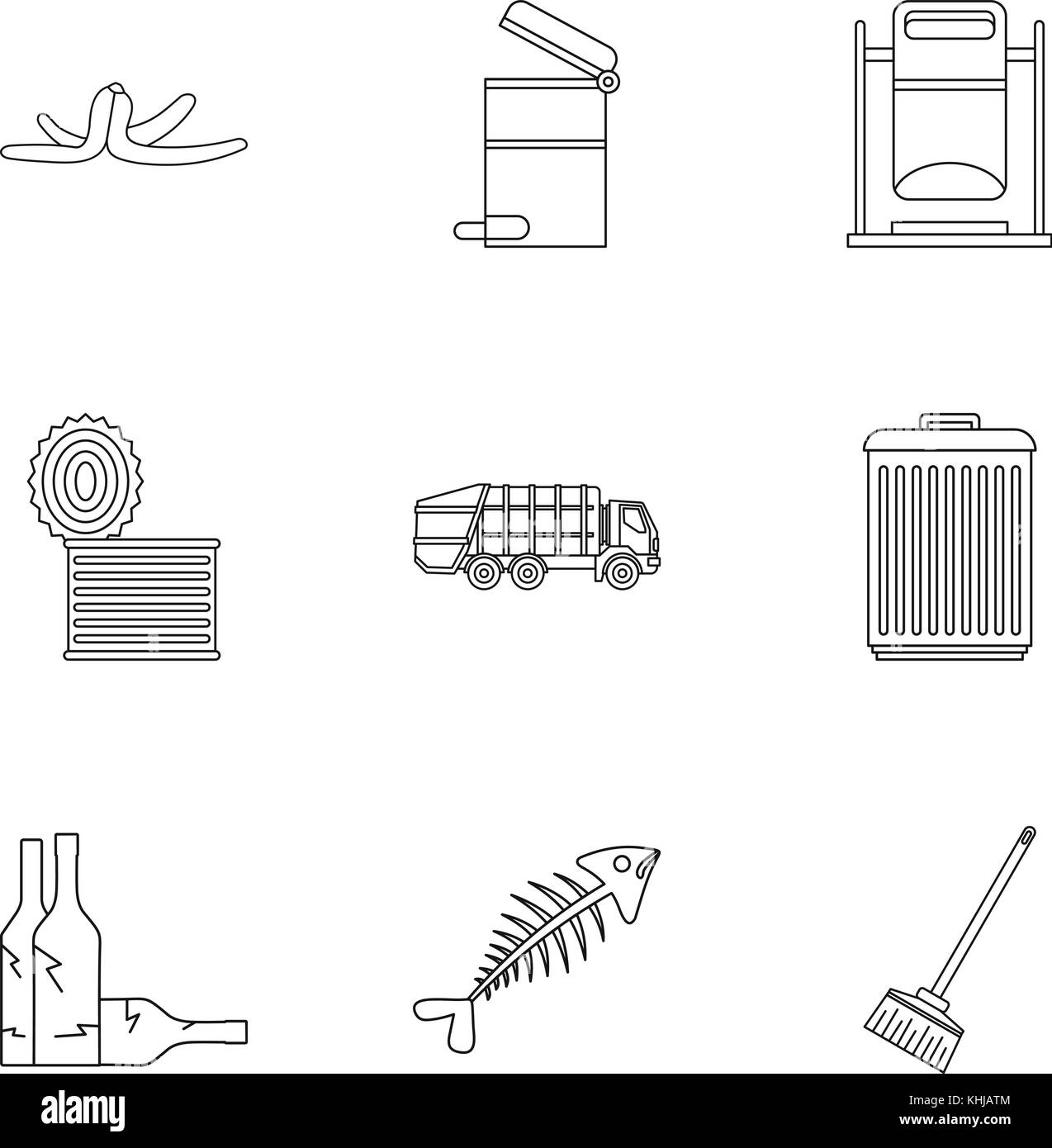 Garbage icons set, outline style Stock Vector Image & Art - Alamy