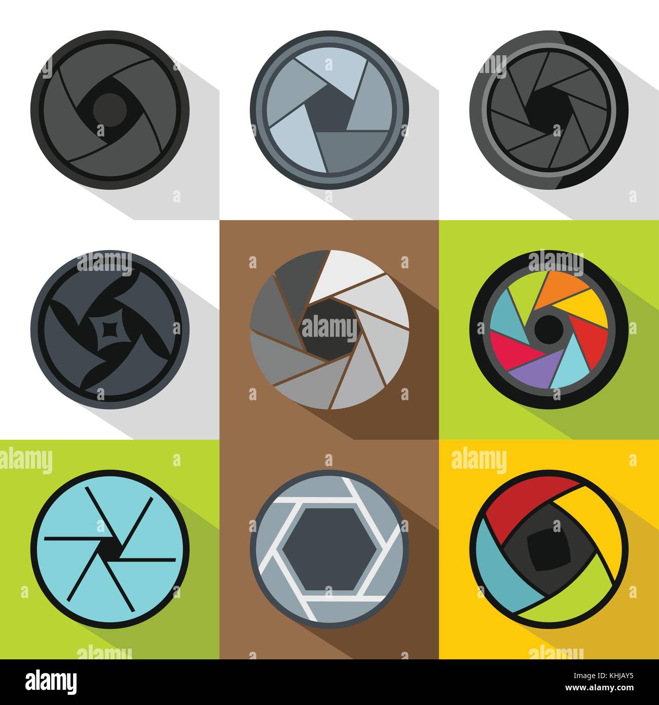 Aperture of photocamera icons set, flat style Stock Vector Image & Art ...