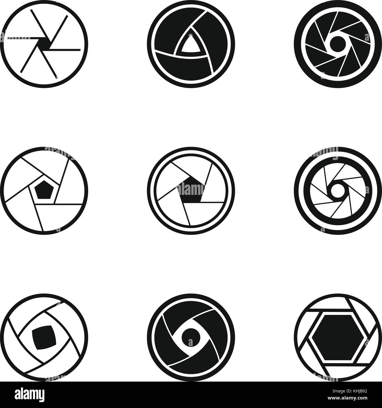 Aperture of photocamera icons set, simple style Stock Vector Image ...