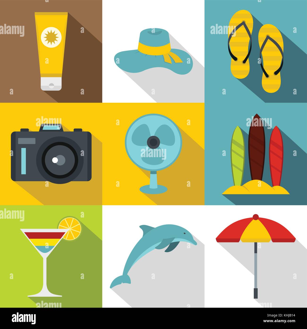 Trip to sea icons set, flat style Stock Vector Image & Art - Alamy