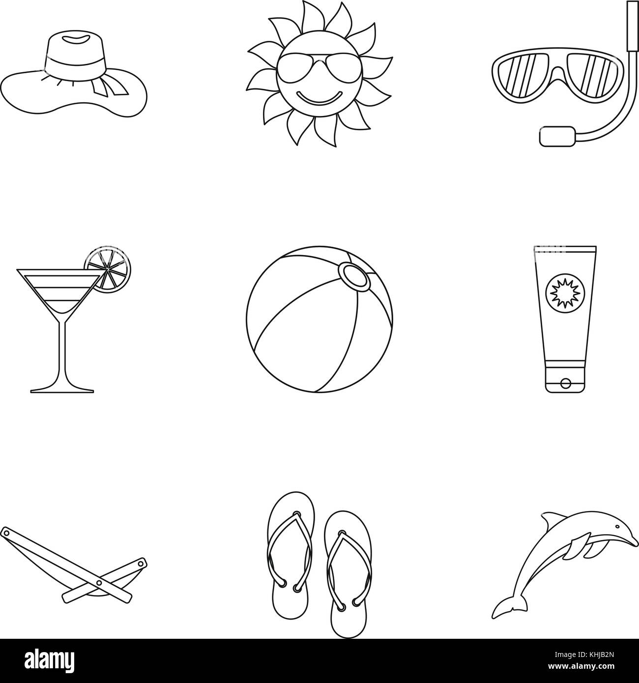 Tourism at sea icons set, outline style Stock Vector Image & Art - Alamy