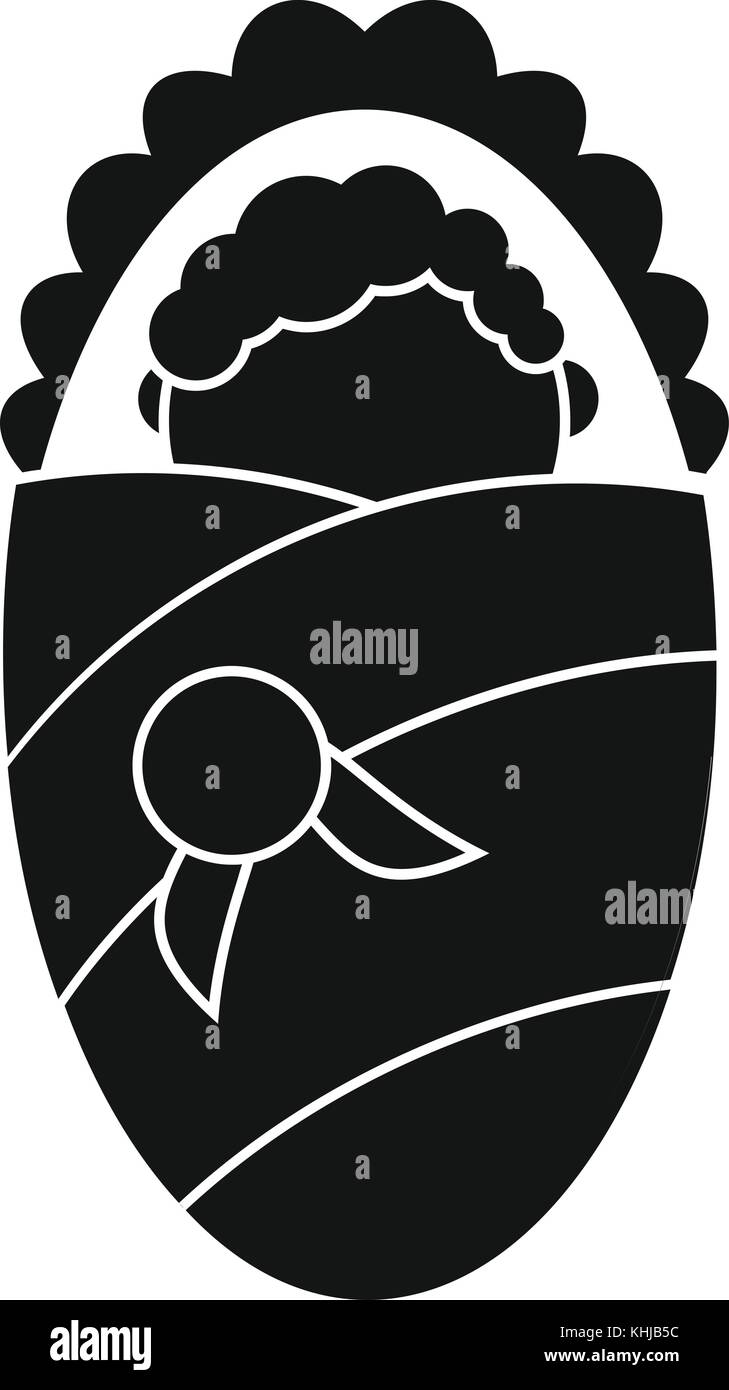 Newborn wrapped in baby blanket icon, simple style Stock Vector Image