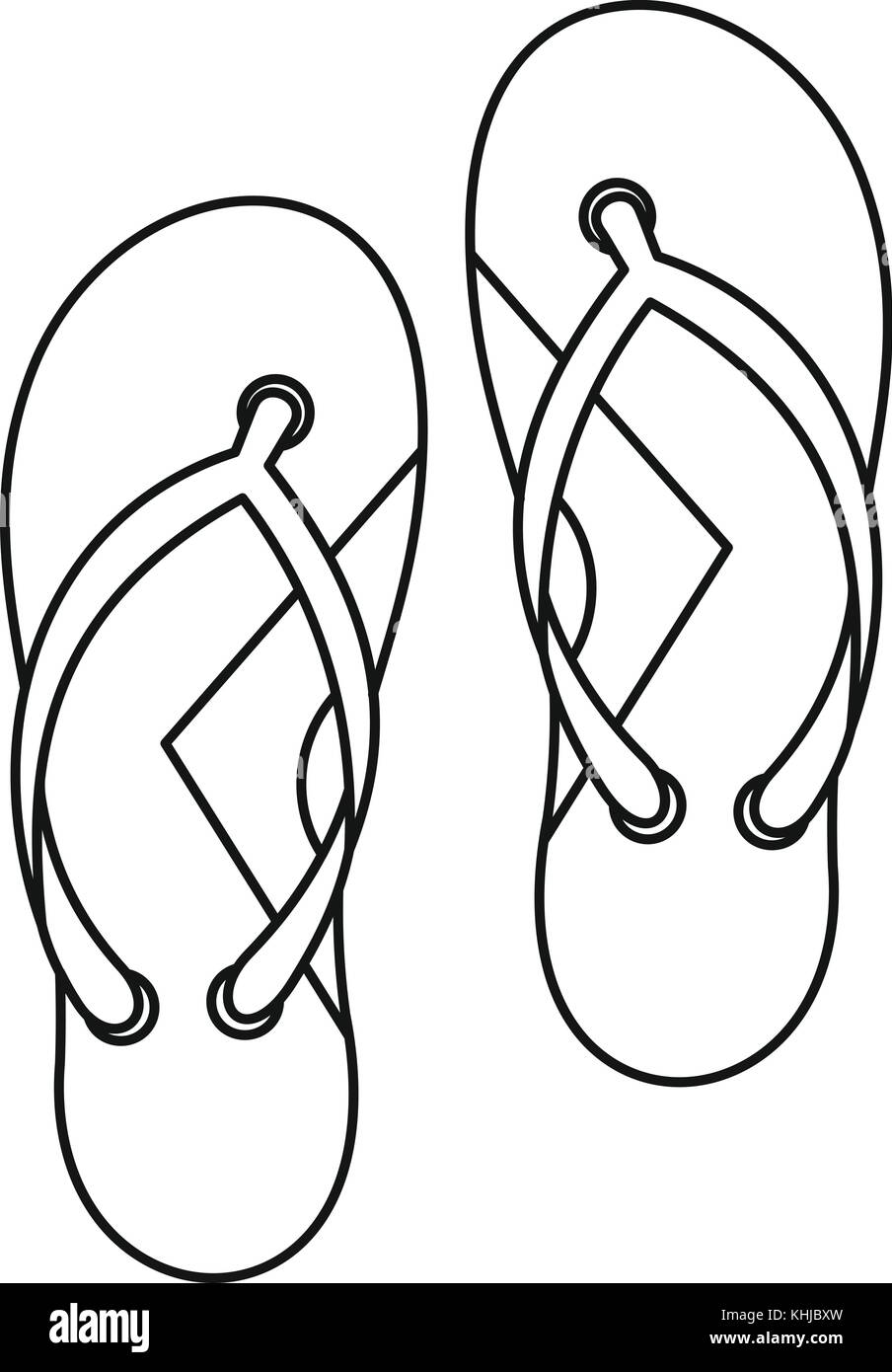 Flip flops icon, outline style Stock Vector
