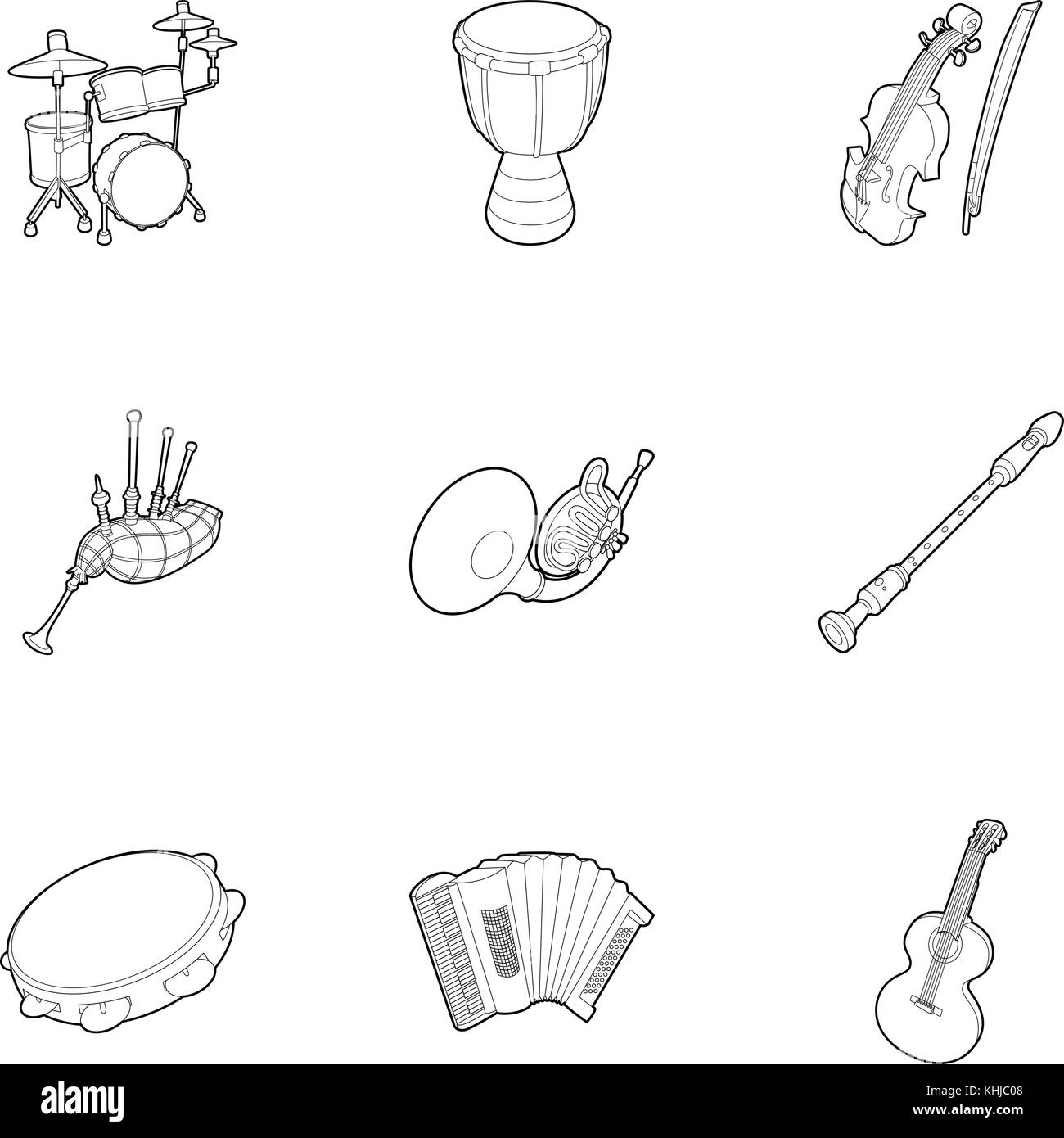 Musical tools icons set, outline style Stock Vector Image & Art - Alamy