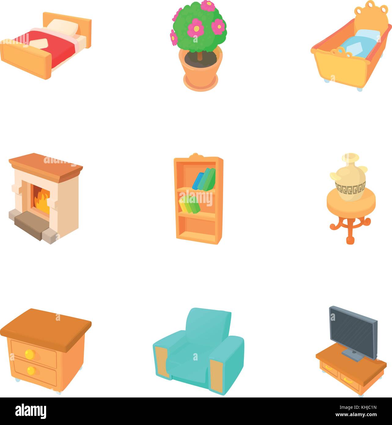 Home furnishings icons set, cartoon style Stock Vector Image & Art - Alamy
