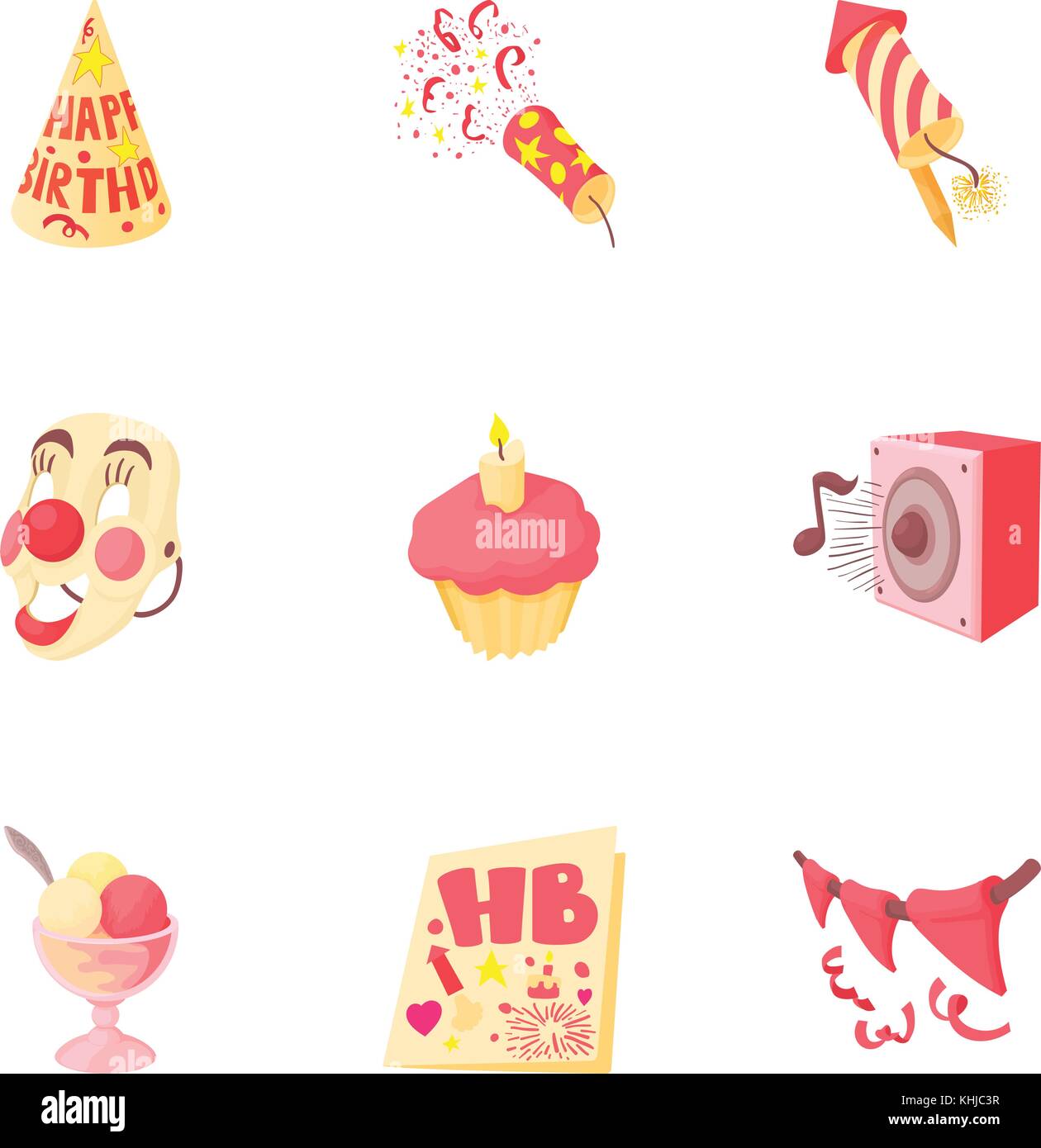 Birthday icons set, cartoon style Stock Vector Image & Art - Alamy