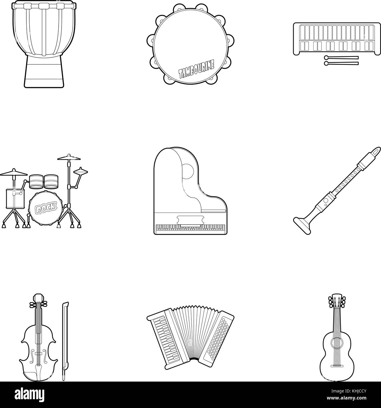 Musical tools icons set, outline style Stock Vector Image & Art - Alamy