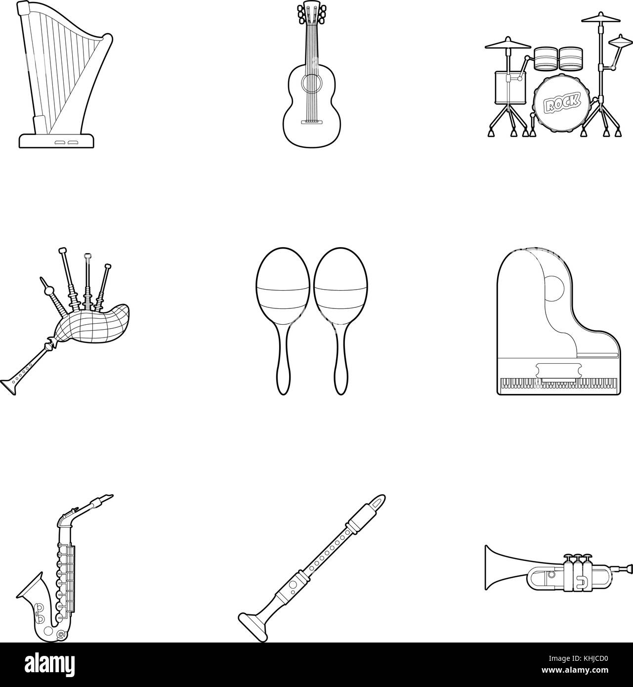 Musical device icons set, outline style Stock Vector Image & Art - Alamy