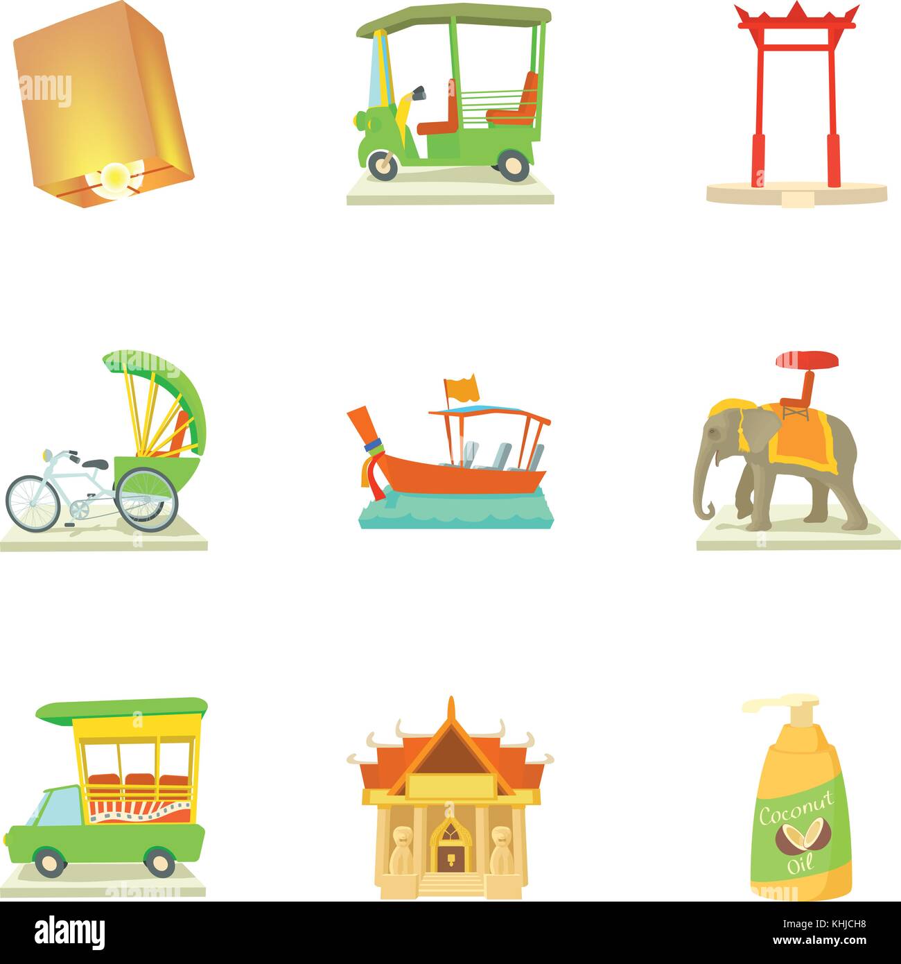 Tourism in Thailand icons set, cartoon style Stock Vector Image & Art ...