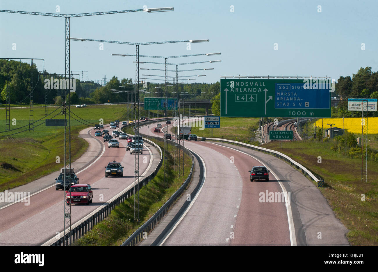 Traffic on the highway, Stockholm, Sweden. Stock Photo