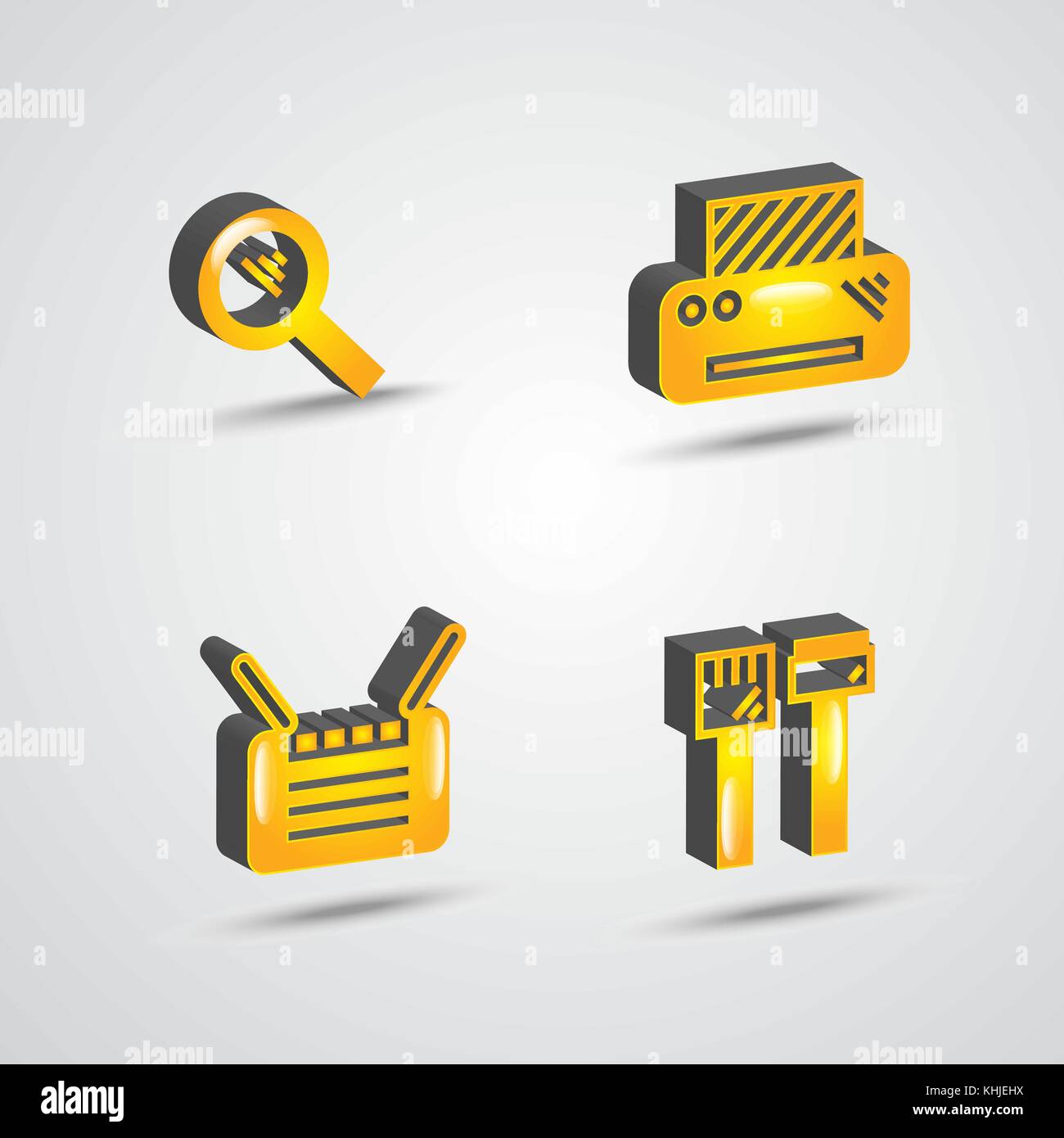 three dimensional computer technology icon set Stock Vector Image & Art ...
