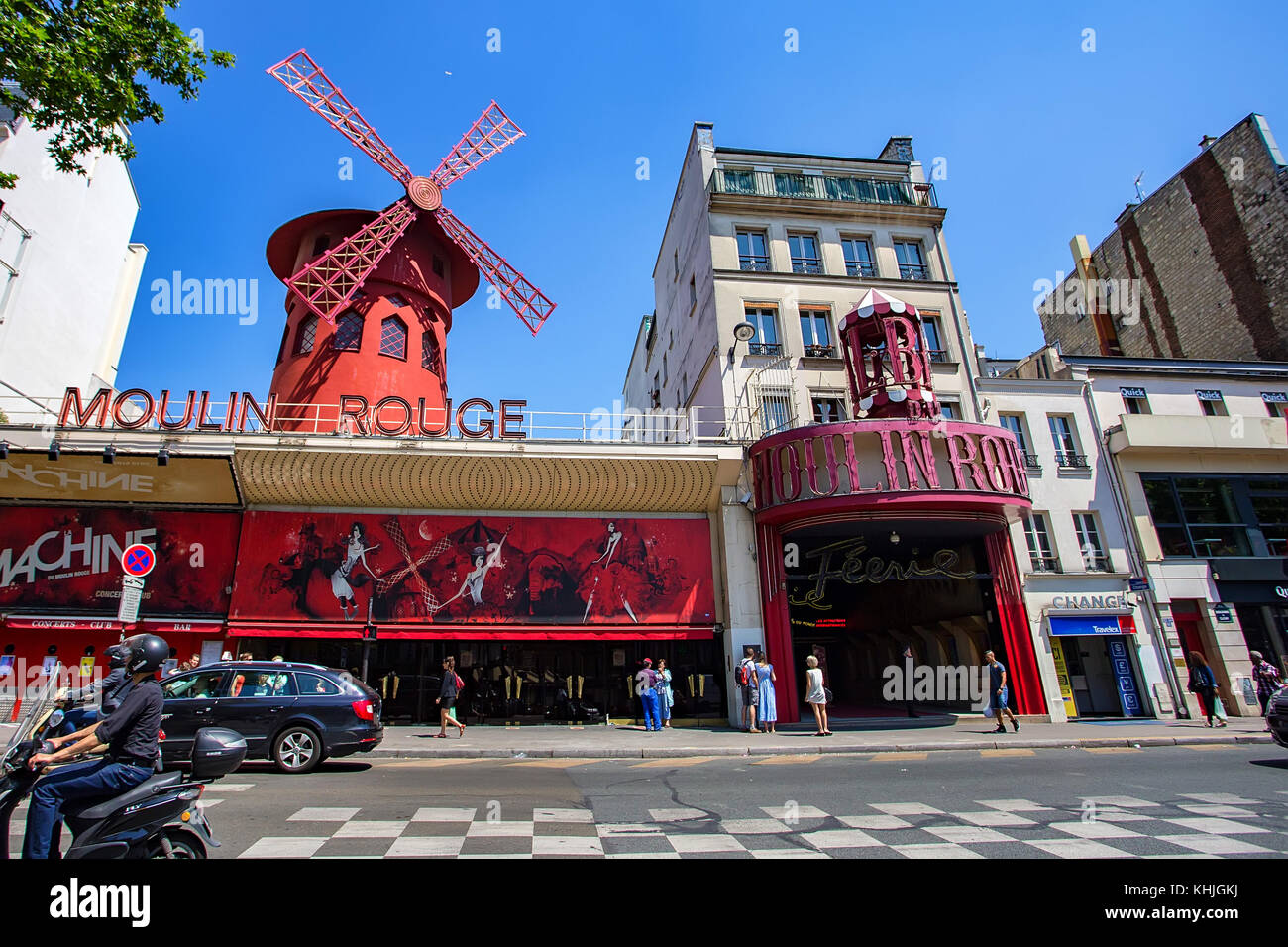 PARIS, FRANCE - CIRCA JUNE 2014: Moulin Rouge on sunny day Stock Photo