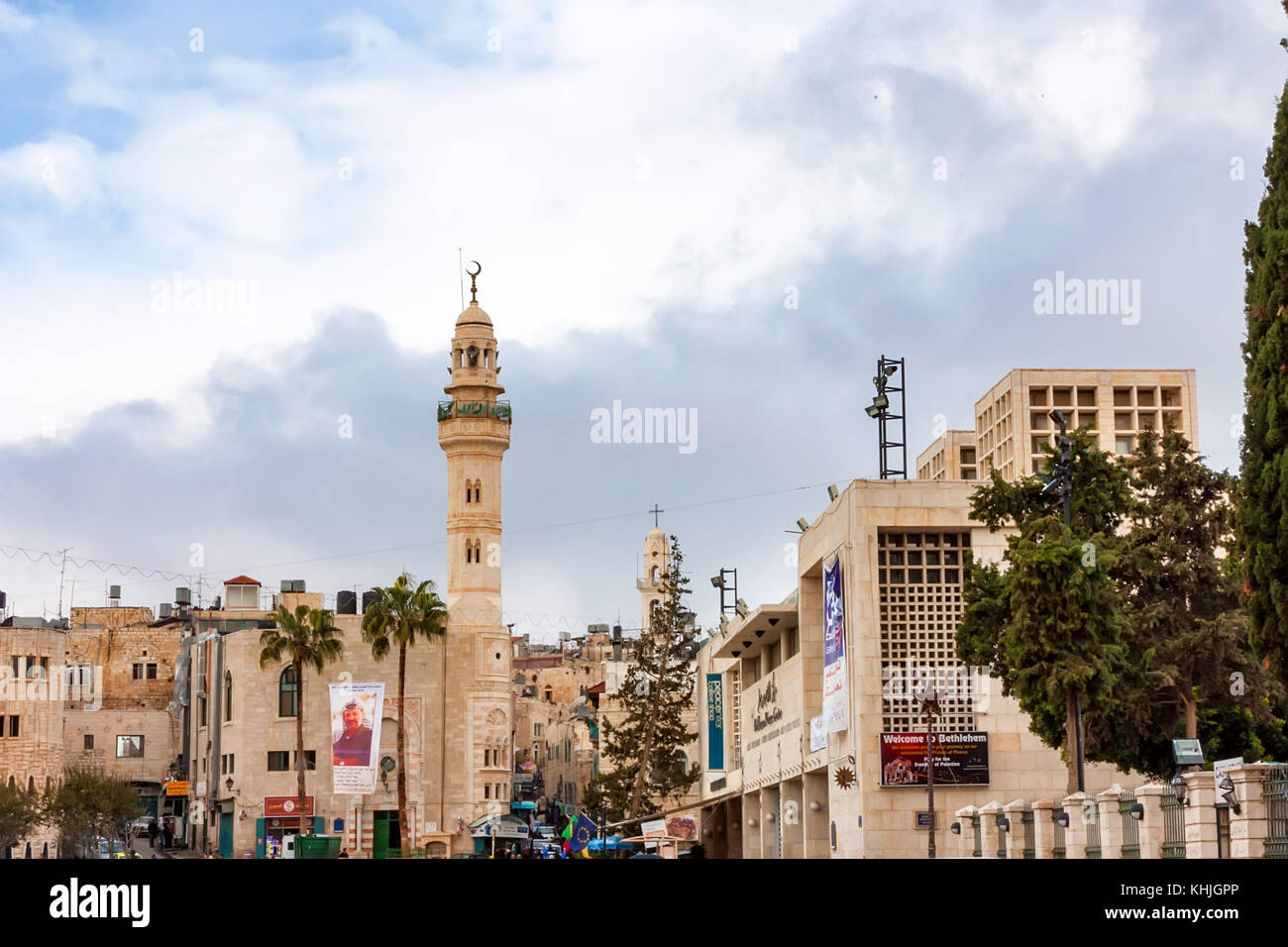 Street of Bethlehem on cloudy day Stock Photo