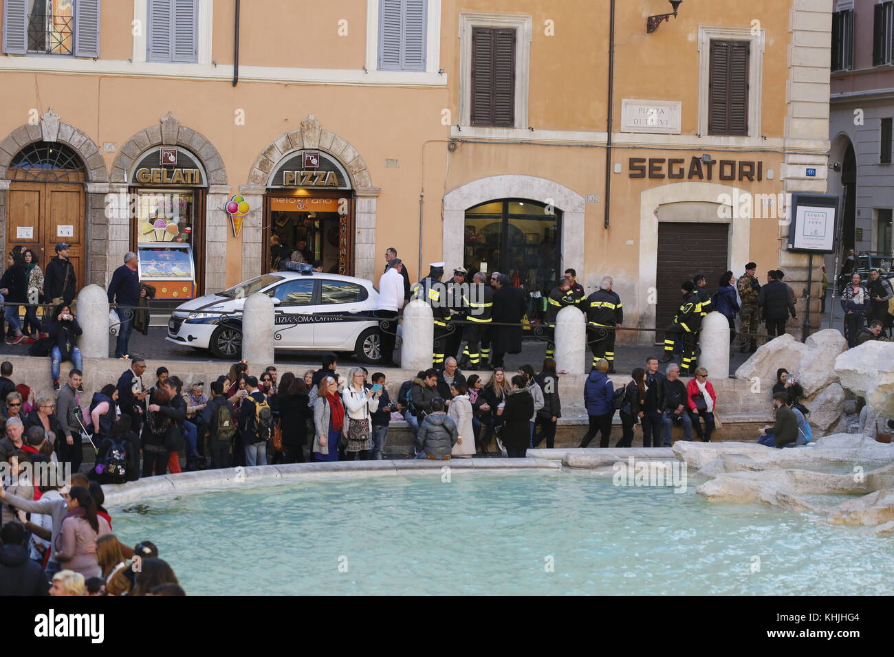 Trevi Fountain and tourists, Rome, Italy Stock Photo