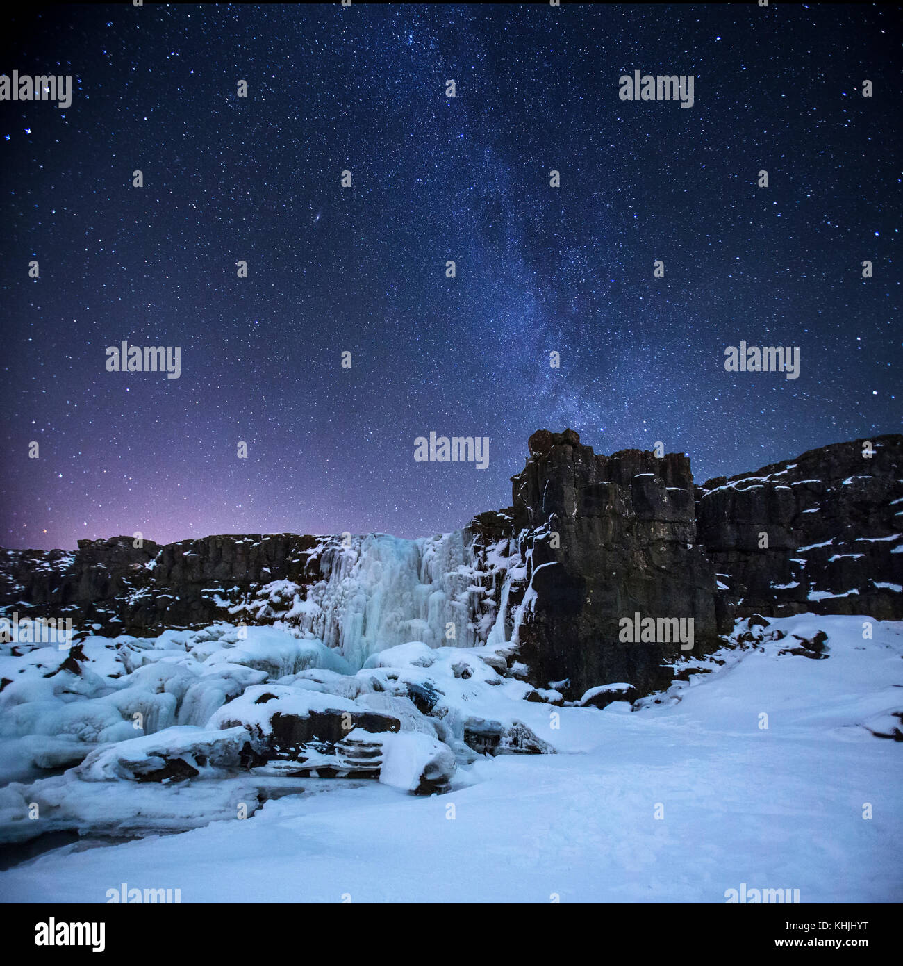 Milky way Iceland. Þingvellir national park Stock Photo Alamy