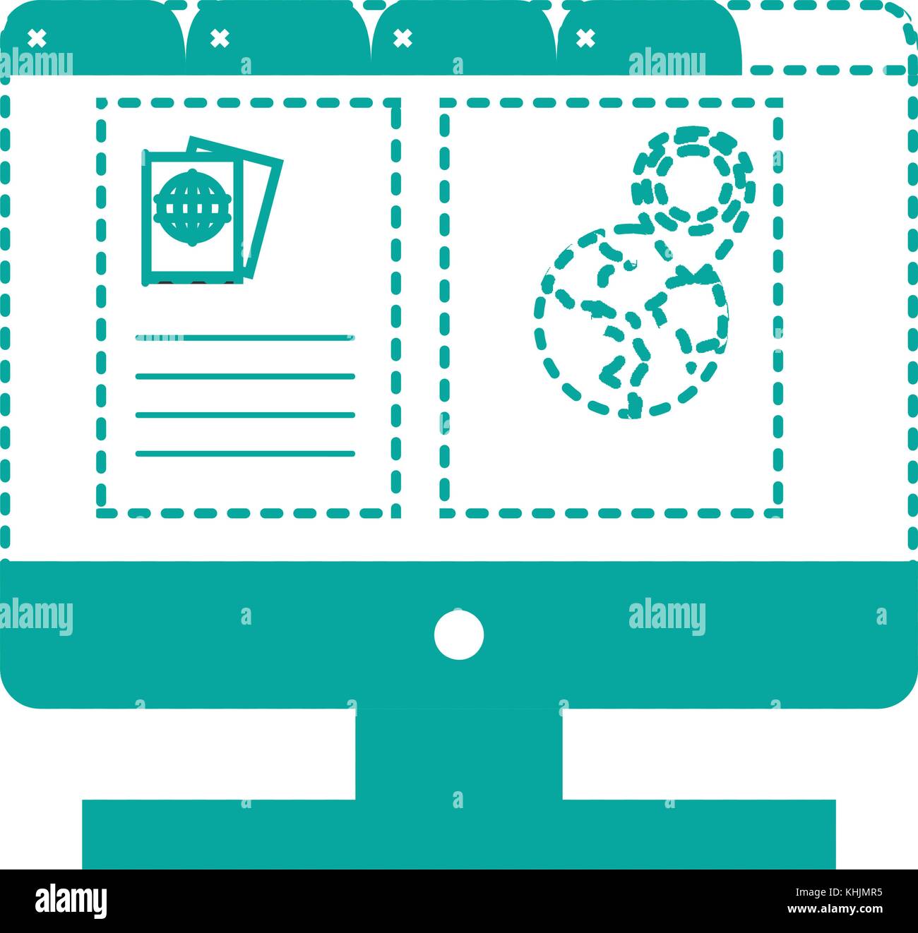 dotted shape computer with webside to travel tickets and location ...