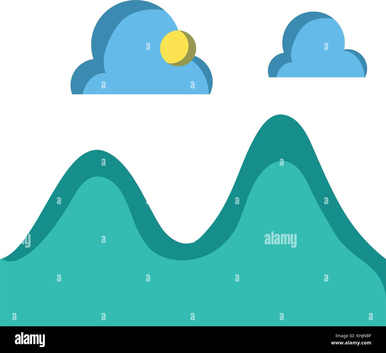 landscape with clouds with sun and natural mountains Stock Vector Image ...