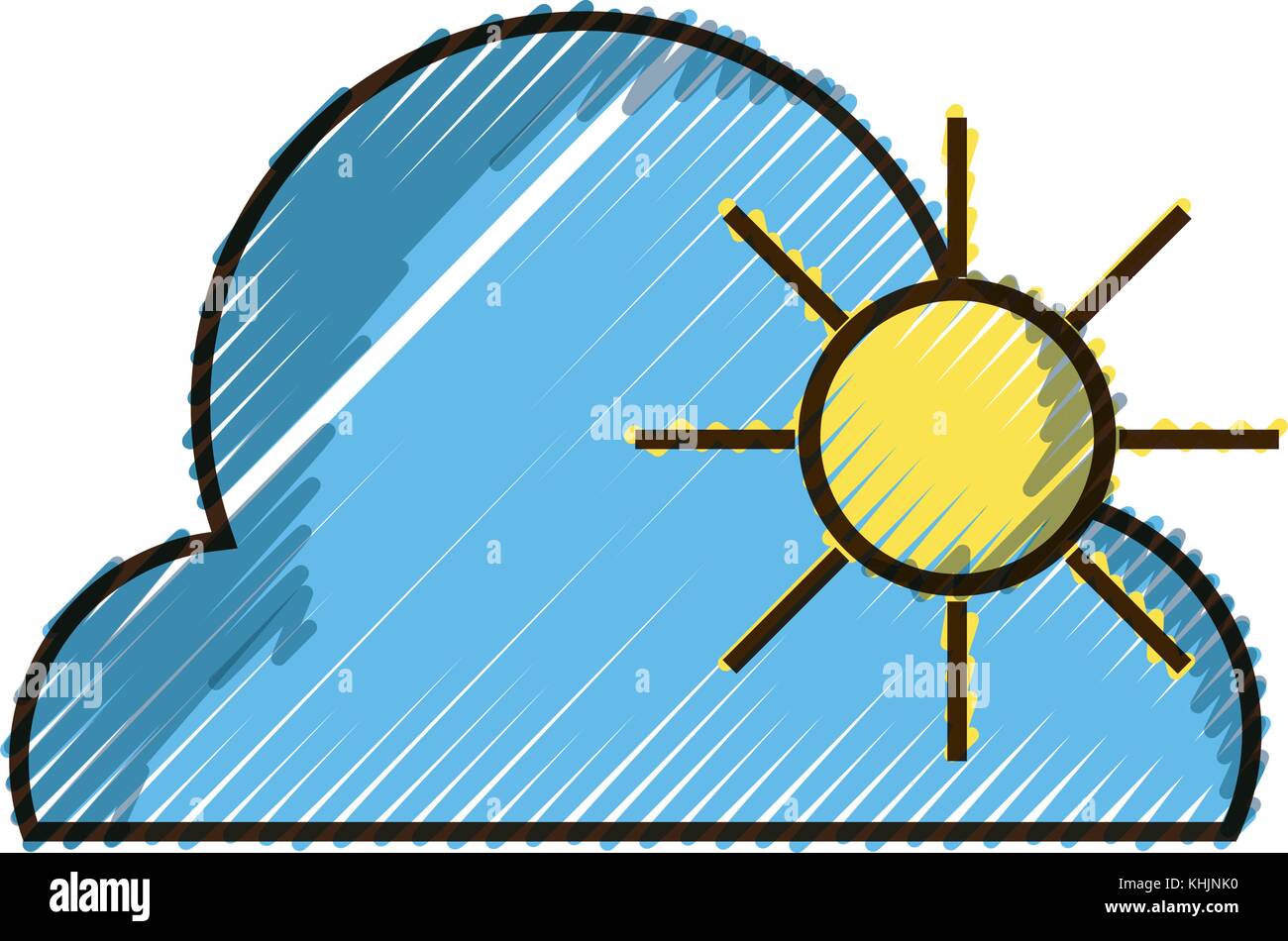 doodle cloud with sun natural weather in the sky Stock Vector Image ...