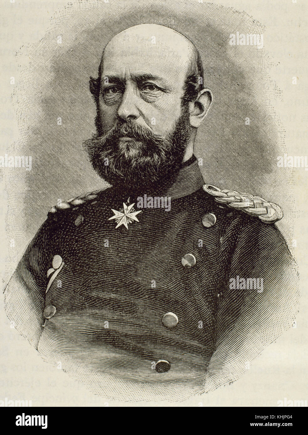 Frederick Francis II (1823-1883). Prussian officer and Grand Duke of Mecklenburg-Schwerin (1842-1883). Portrait. Engraving. Stock Photo