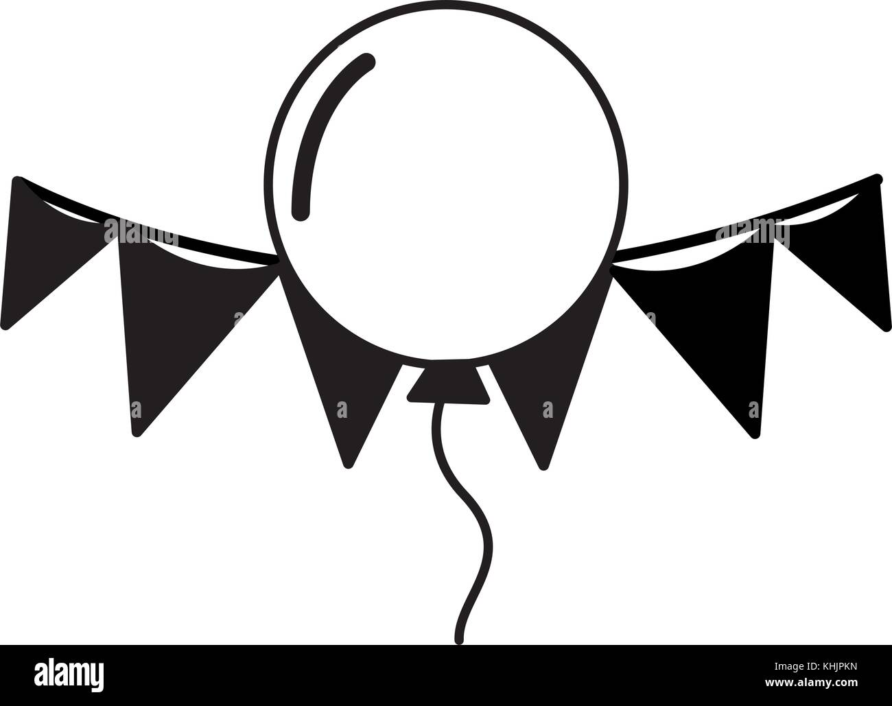 contour balloon and flag party celebration decoration vector ...