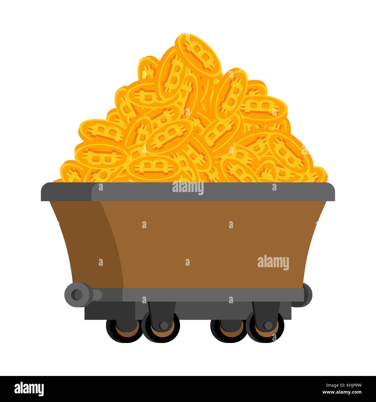 Trolley of bitcoins isolated. Miner tool. Mining Extraction of crypto  currency. Vector illustration Stock Vector Image & Art - Alamy