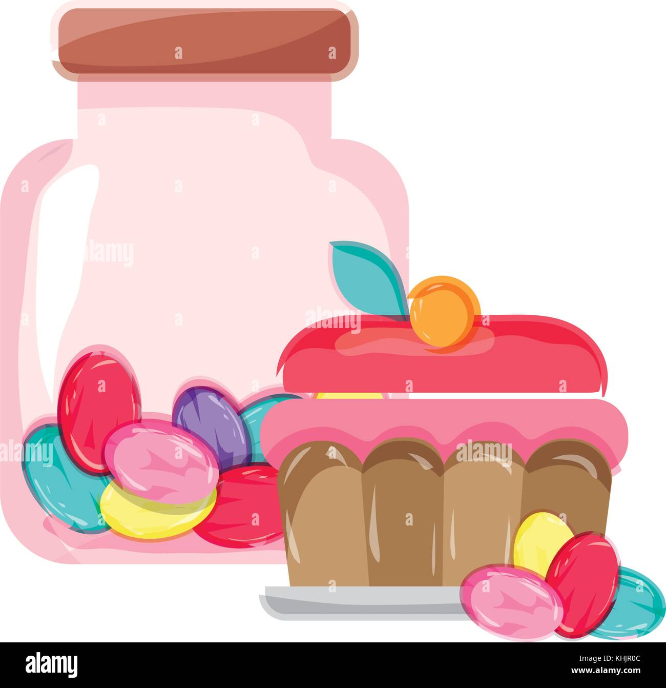 candy almonds inside jar and cake dessert Stock Vector Image & Art Alamy