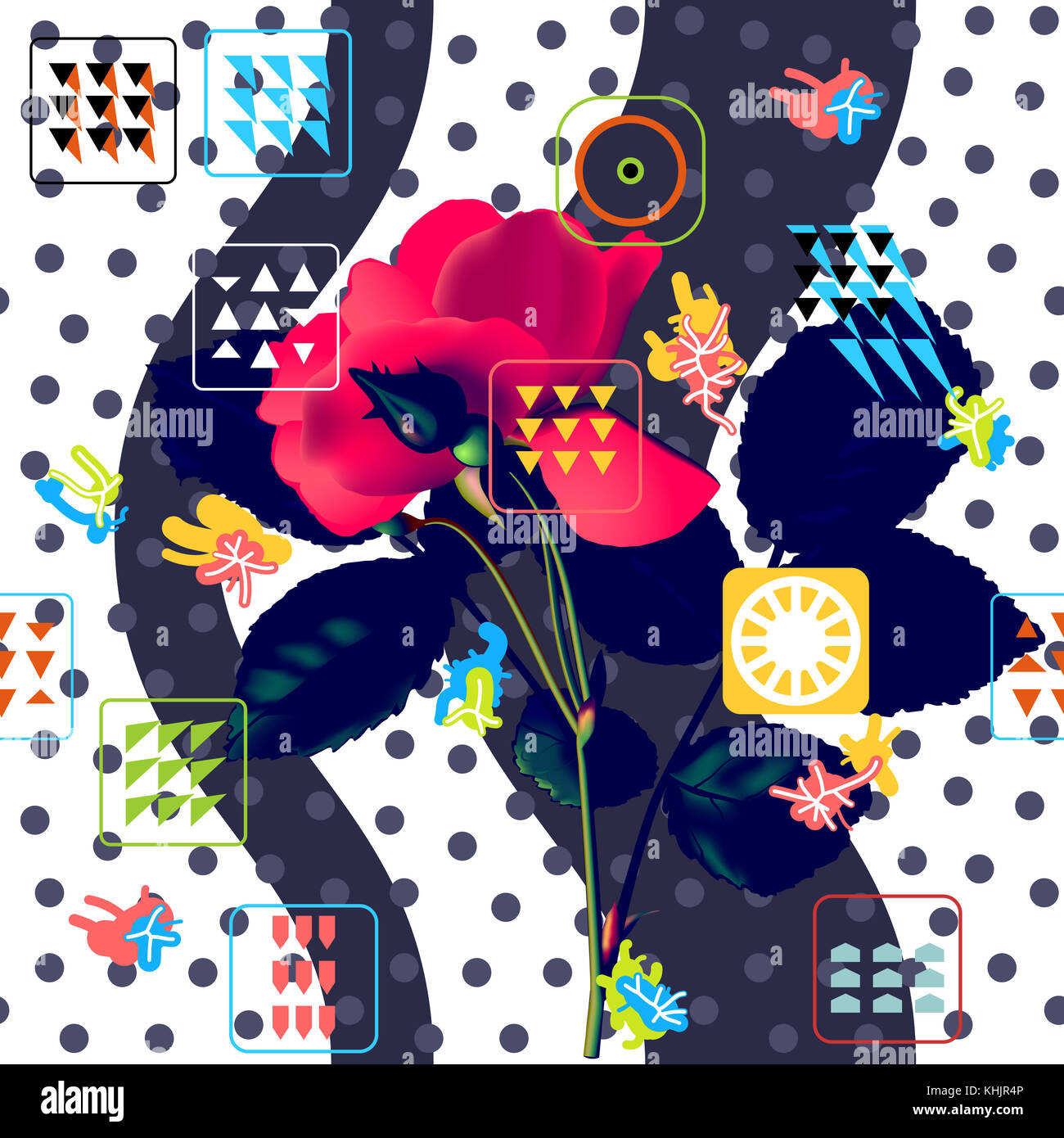 Geometric red rose pattern hi-res stock photography and images - Alamy