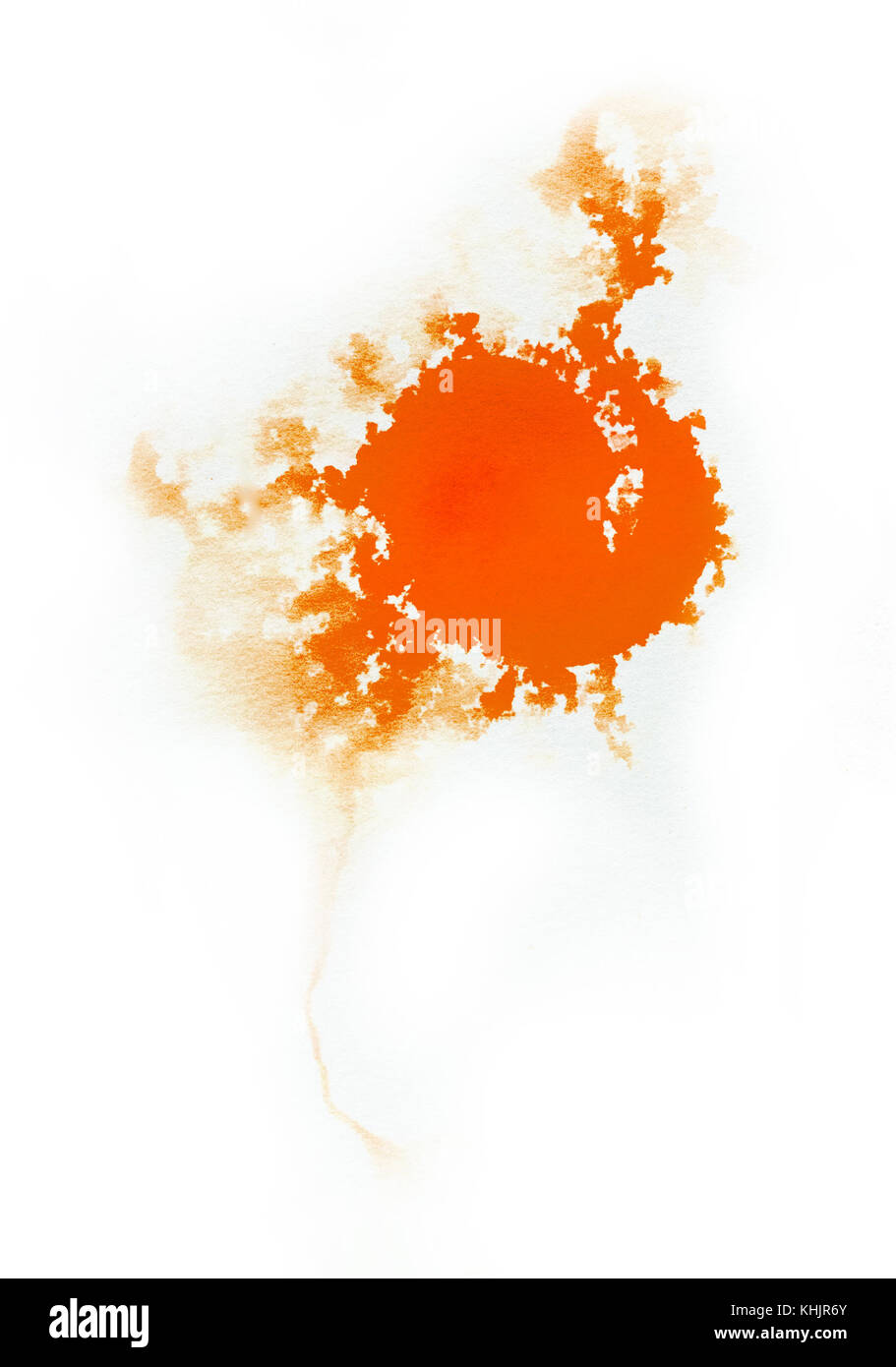 Watercolor Orange color splash on black background Stock Photo - Alamy