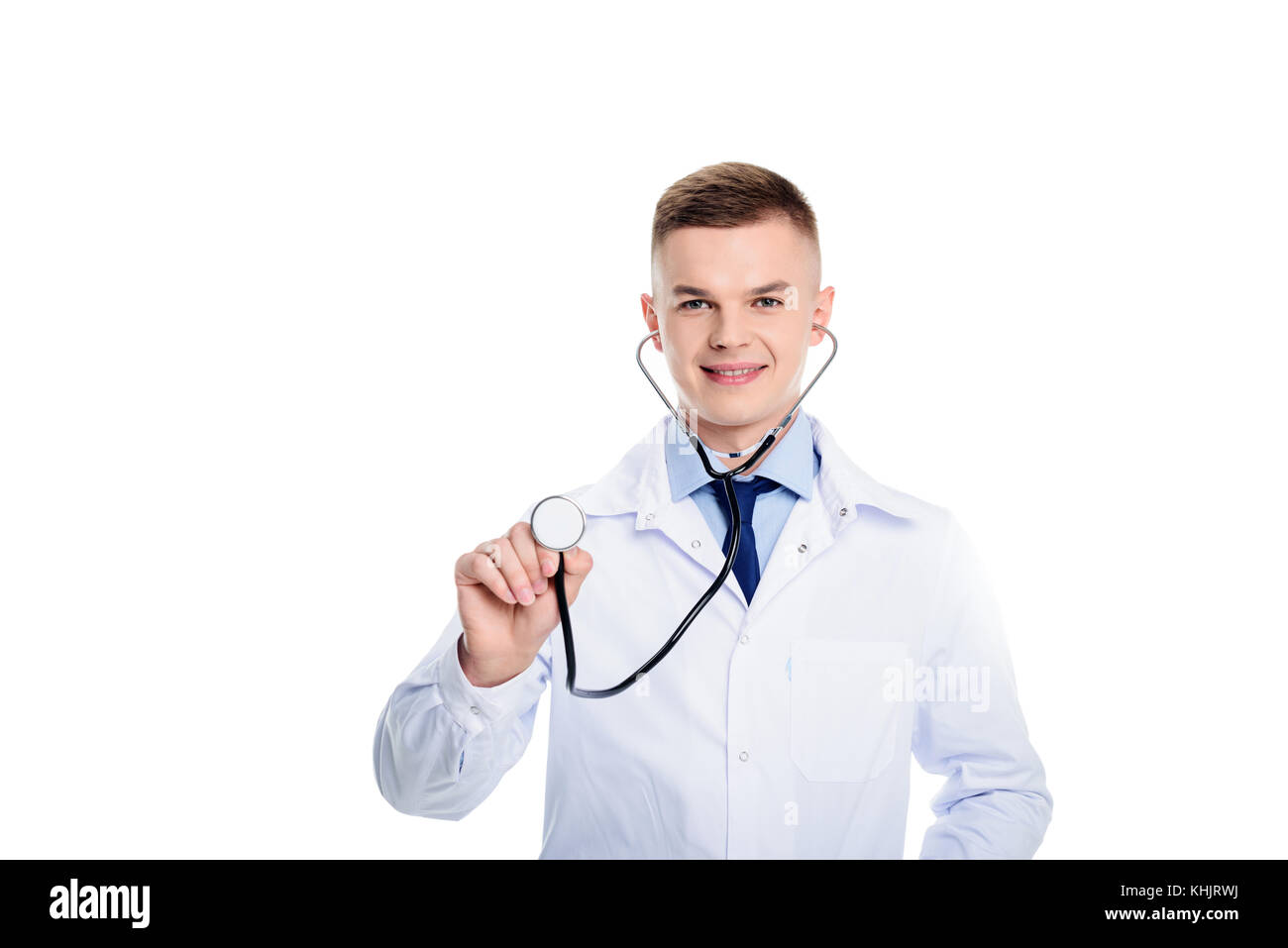 doctor in white coat with stethoscope Stock Photo - Alamy