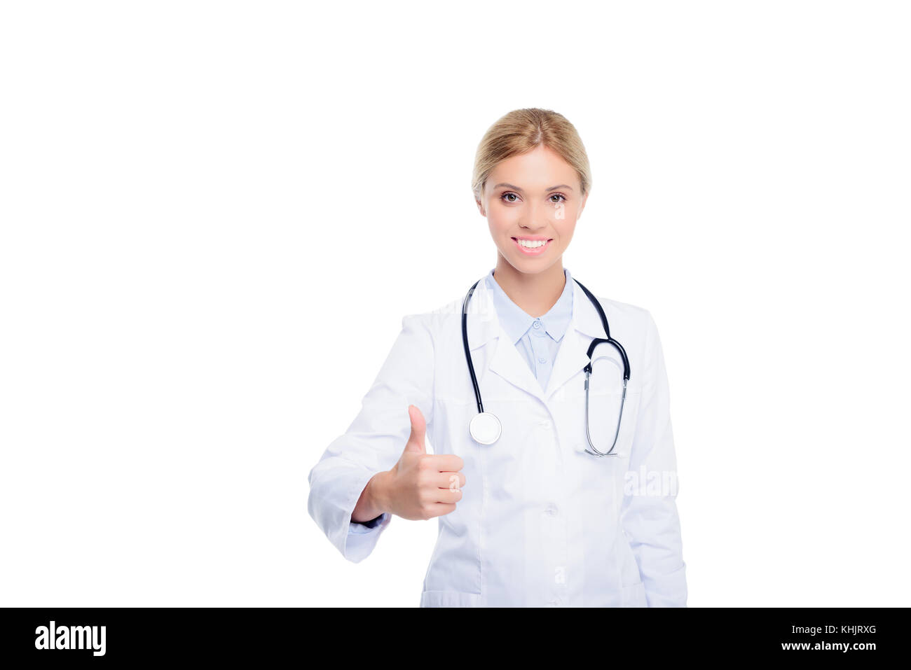 female doctor with thumb up Stock Photo - Alamy