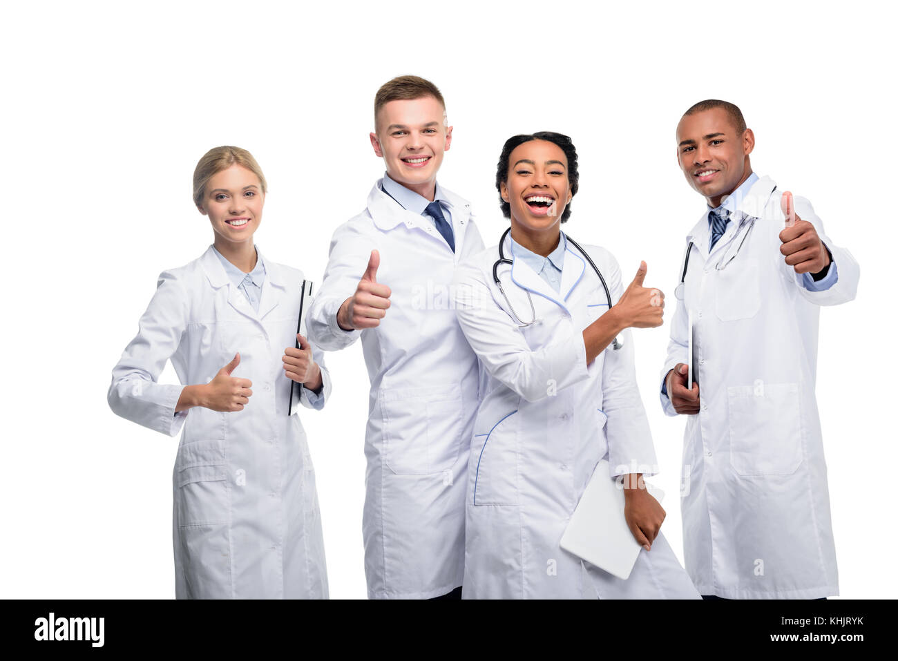 multiethnic doctors with thumbs up Stock Photo - Alamy