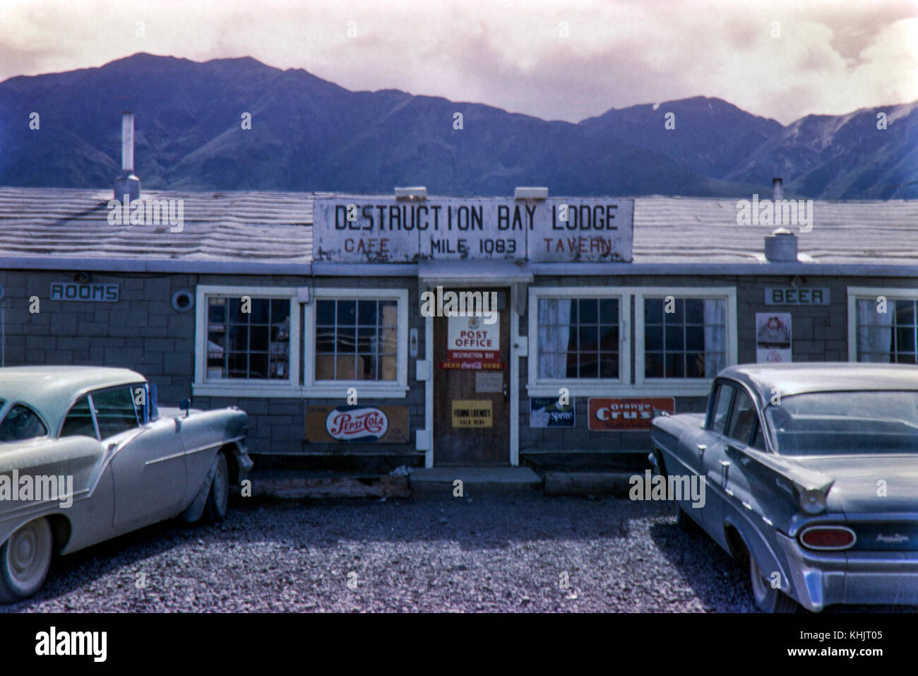 Destruction Bay Lodge in the Yukon YT, Canada. Image taken in August 1964 Stock Photo