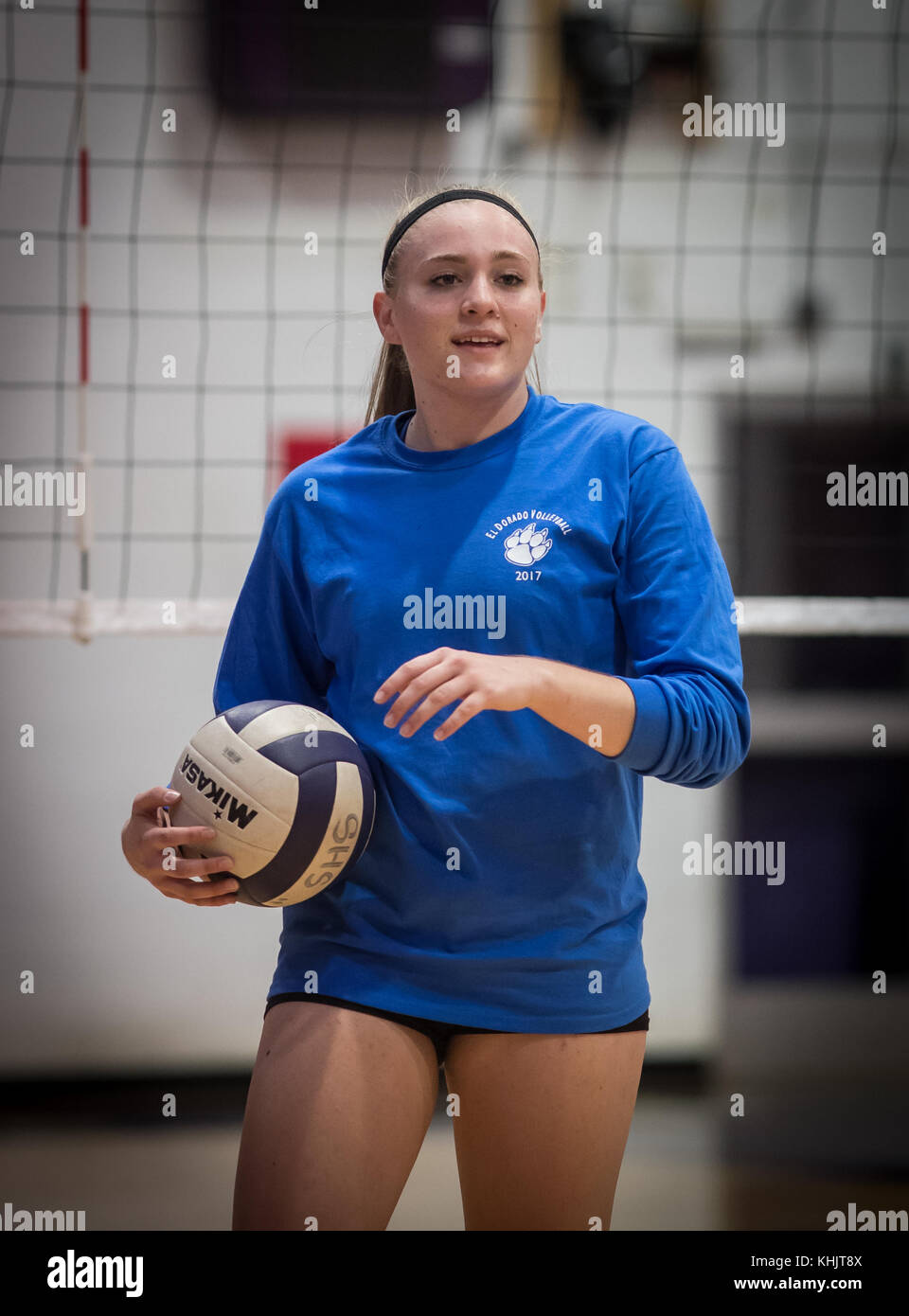 High school volleyball action with Eldorado High vs. Shasta High in