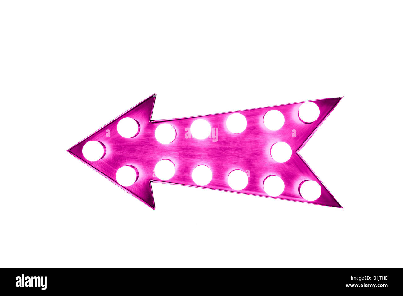 Pink arrow shaped vintage colorful illuminated metallic display sign