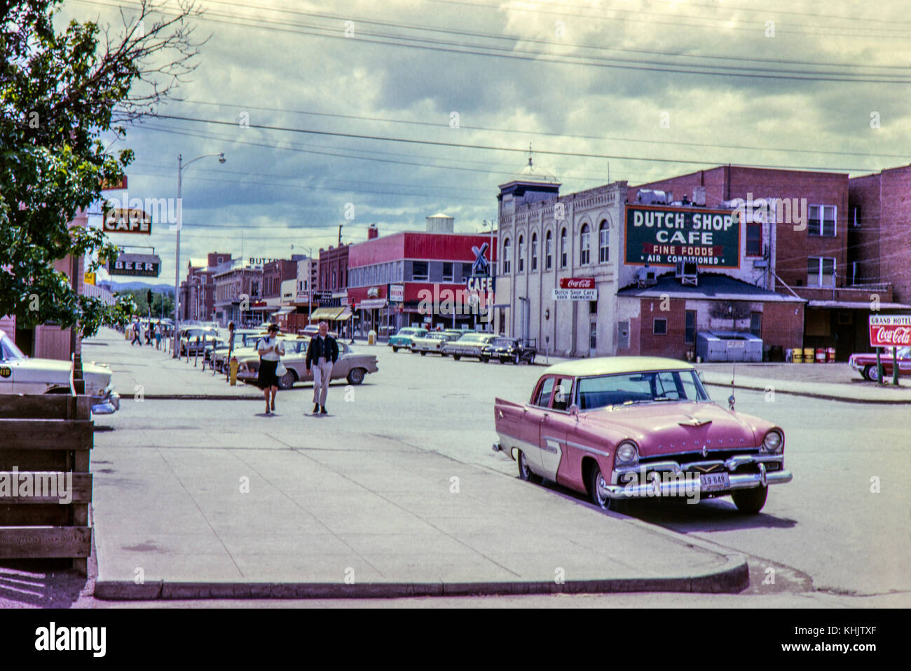 Boston and Dutch Shop Cafe's Havre MT street scene. Image taken in 1962