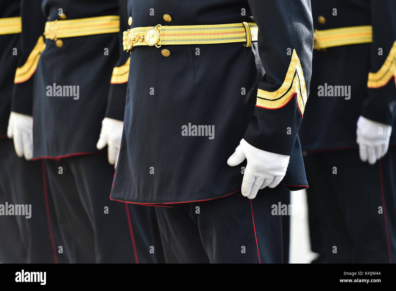 Soldiers from a national guard of honor during a military ceremony Stock Photo